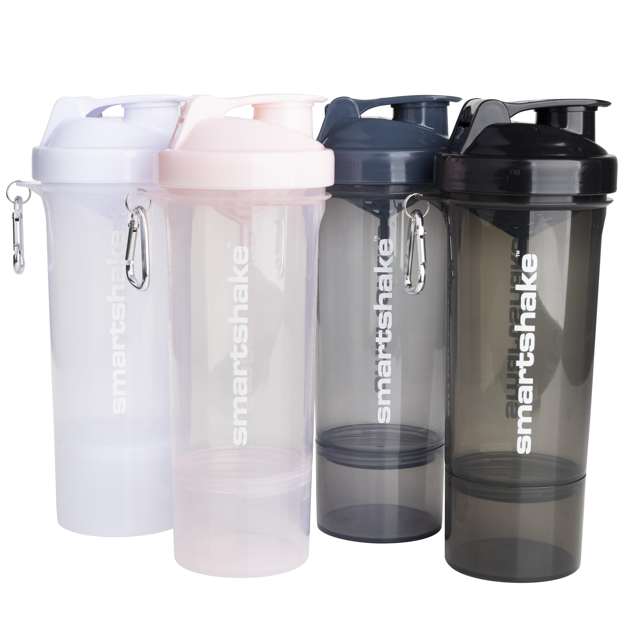 Smartshake Slim 4-Pack Protein Shaker Bottle 400 ml | 13.5 oz – Storage Included - Leakproof Screw Smartshake uk supplements