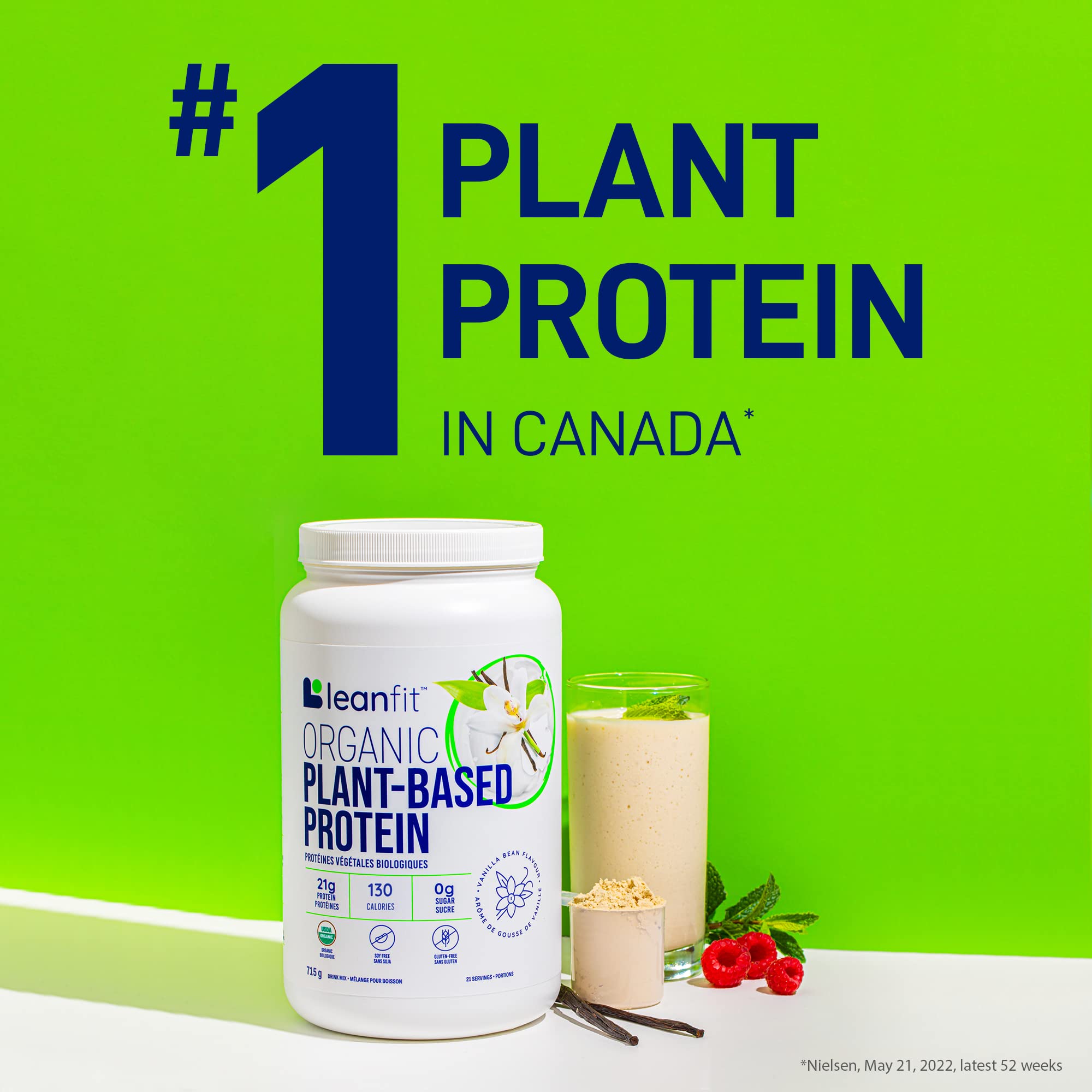 LeanFit Organic Plant-Based Protein, Natural Vanilla Flavor, 21g Vegan Protein, 19 Servings LeanFit uk supplements