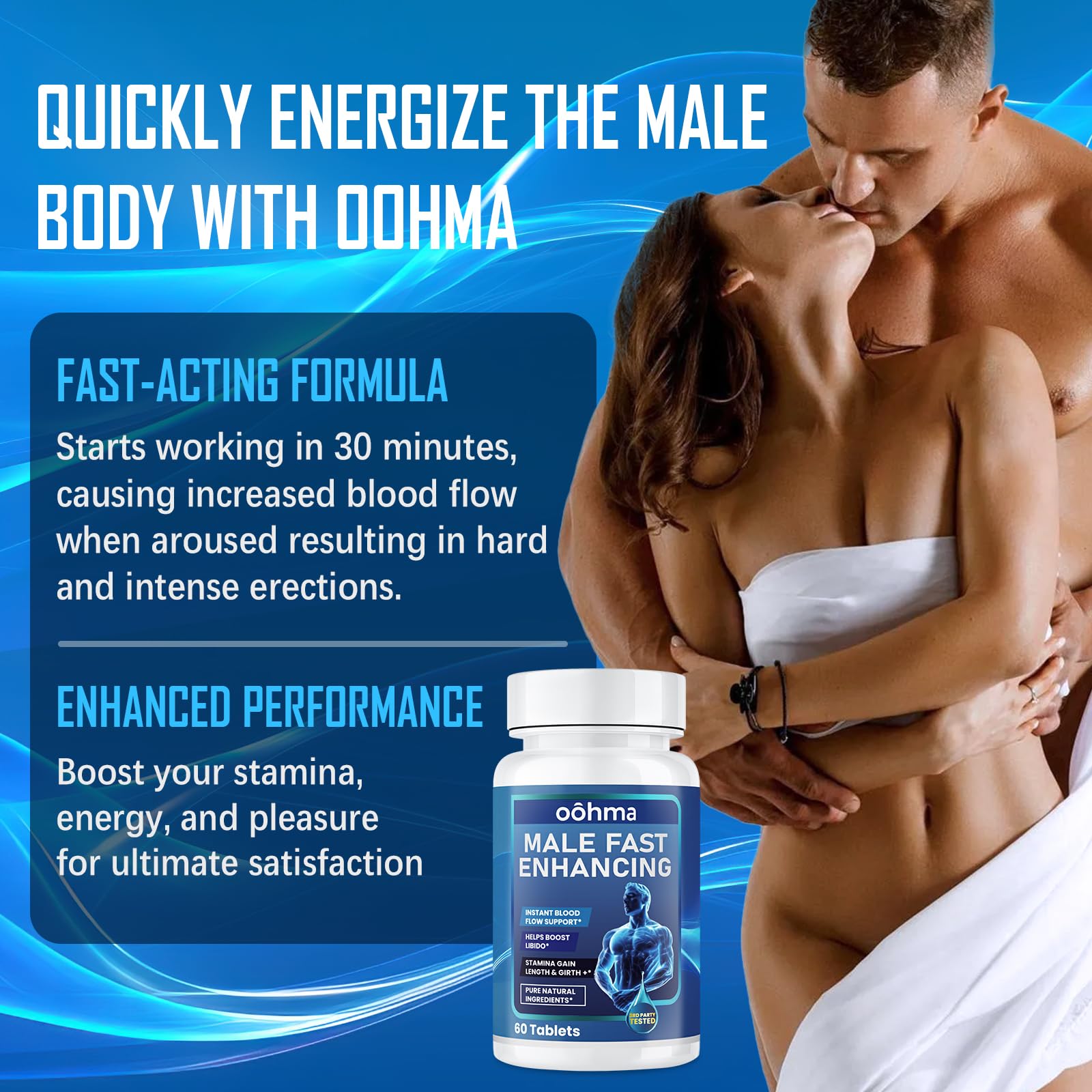 Oohma New Male Enhancing Supplement, Designed to be Fast Acting for Blood Flow to Gain Length & Girth + Stamina, Maca, Epimedium, and Other Natural Ingredients, 3rd Party Tested Supplement 60 Tablets Oohma uk supplements