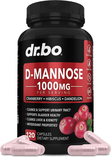 D Mannose Supplements for Women Pills - Natural D-Mannose 500mg Capsules, Cranberry DMannose Pills 1000mg Per Serving - Bladder Flush & Urinary Tract Cleanse Health Supplement - 120 Veg Capsules DR. BO uk supplements