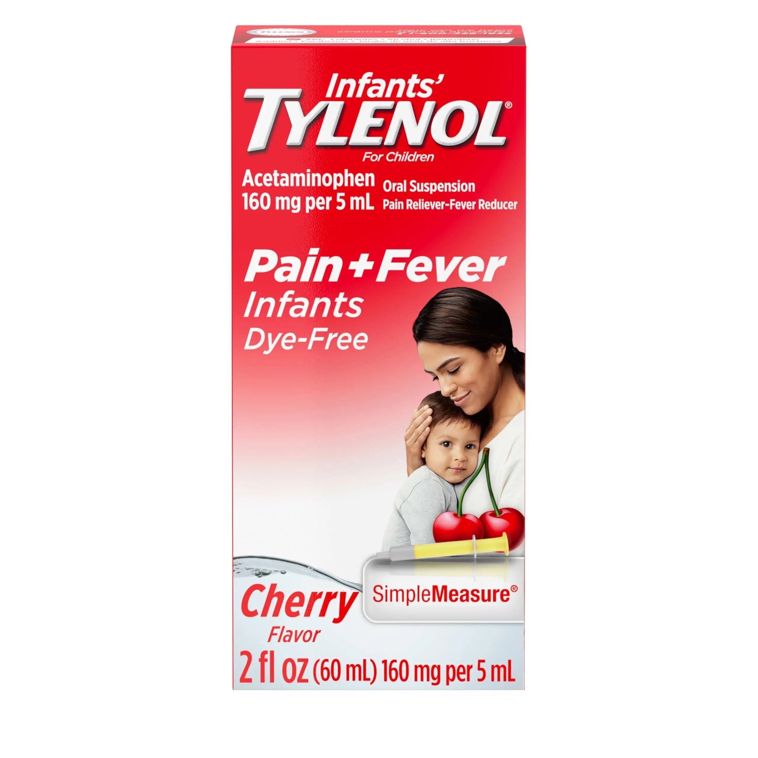 Infants' Tylenol Liquid Pain Reliever and Fever Reducer Medicine, Acetaminophen Oral Suspension for Sore Throat, Headache & Teething, Kids Fever Reducer; Dye-Free Cherry Flavor, 2 fl oz, Pack of 1 Tylenol uk supplements