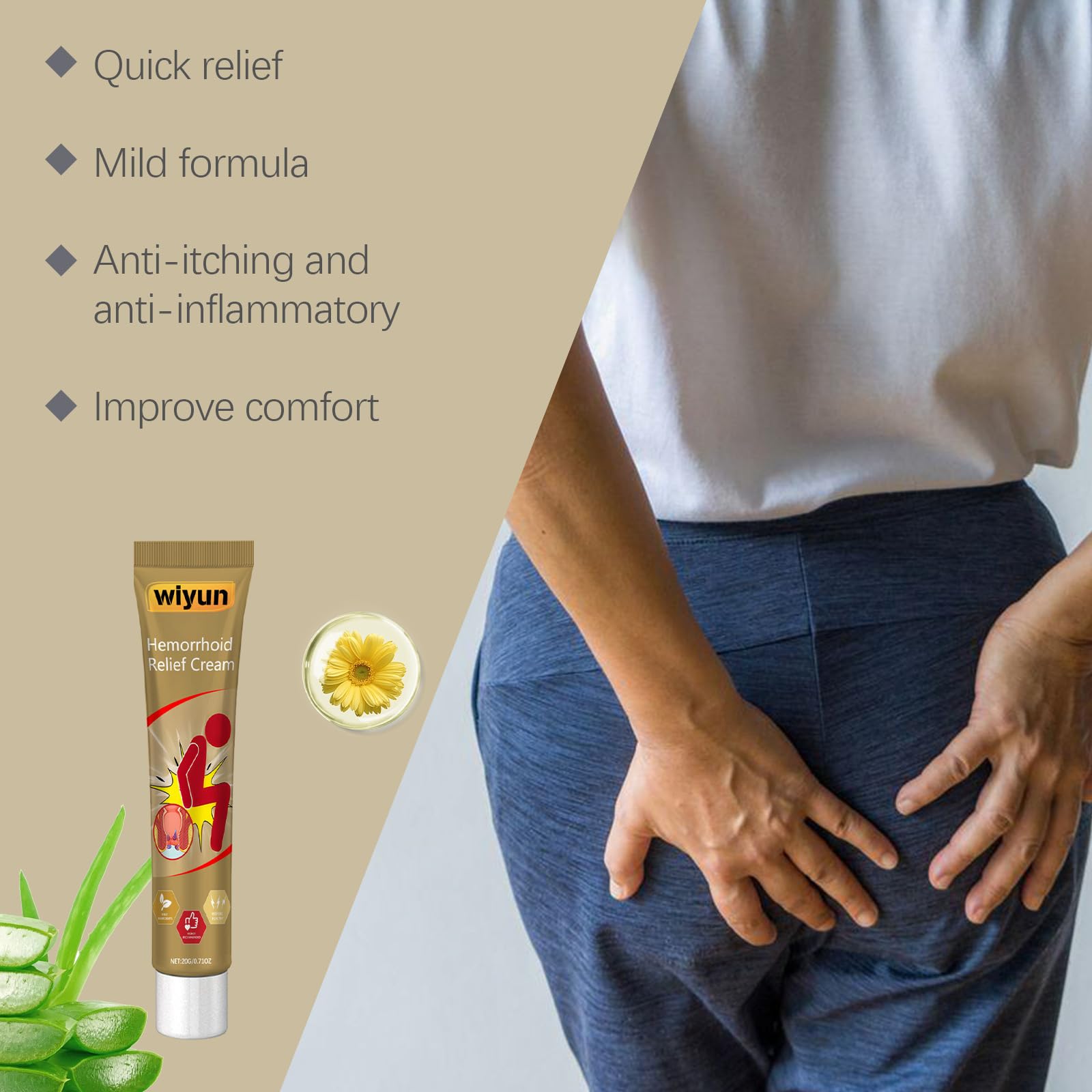 KUNLEN Herbal Hemorrhoids Cream, Chinese Hemorrhoid Creams, Body Care Cream for Men and Women (3pcs) KUNLEN uk supplements