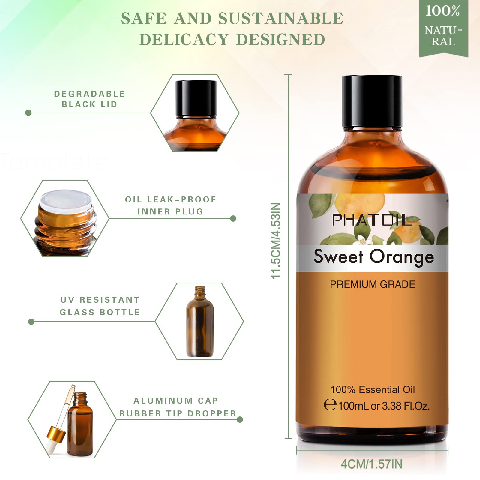 PHATOIL Sweet Orange Essential Oil 100ML, Pure Premium Grade Sweet Orange Essential PHATOIL uk supplements