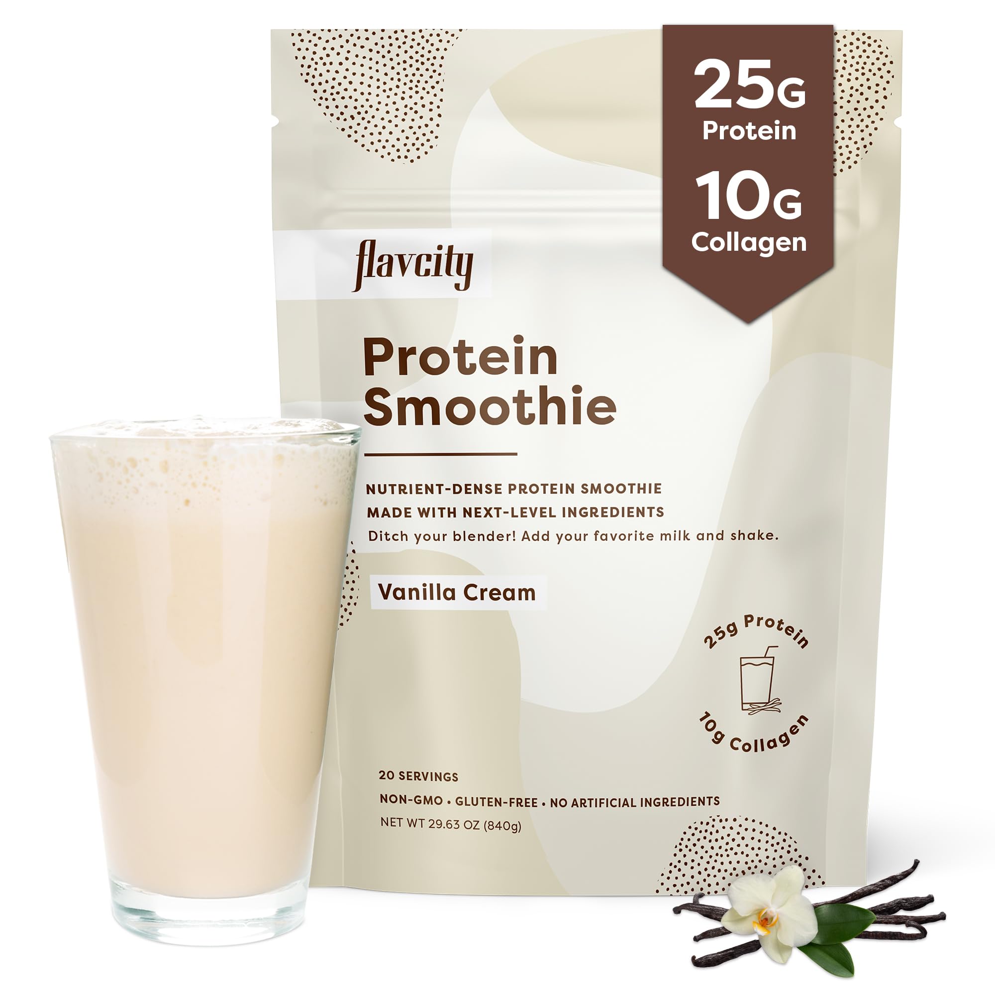 FlavCity Protein Powder Smoothie, Vanilla - 100% Grass-Fed Whey Protein FlavCity uk supplements