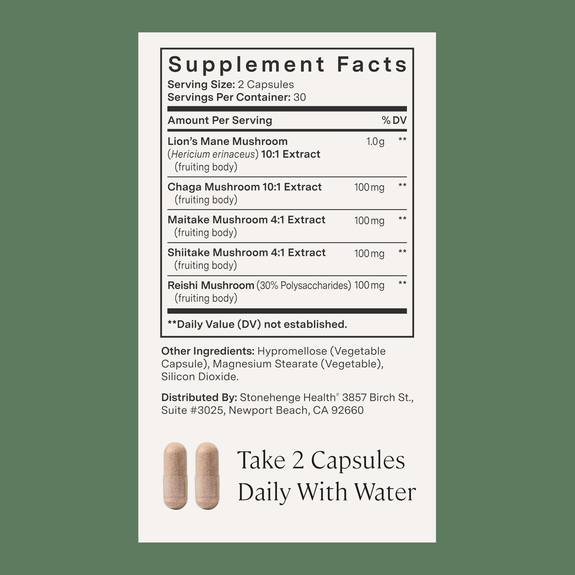 Stonehenge Health Dynamic Mushrooms 1,400 mg – 5 Mushroom Complex (Lion’s Mane, Reishi, Chaga, Maitake, Shiitake) – 100% Fruiting Bodies, Nootropic – Brain, Memory, Focus & Immune Support – 60 Caps Stonehenge Health uk supplements