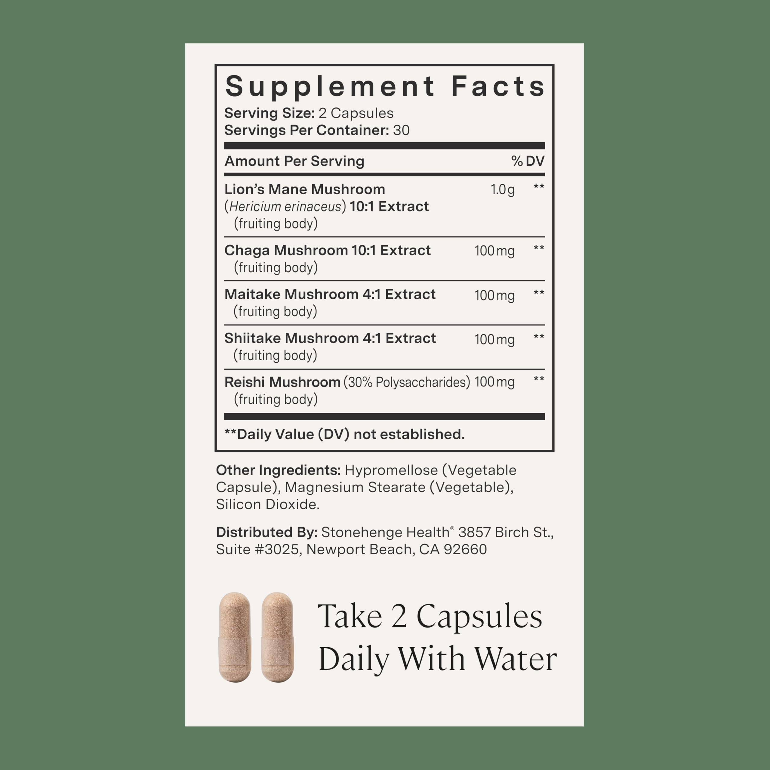 Stonehenge Health Dynamic Mushrooms 1,400 mg – 5 Mushroom Complex (Lion’s Mane, Reishi, Chaga, Maitake, Shiitake) – 100% Fruiting Bodies, Nootropic – Brain, Memory, Focus & Immune Support – 60 Caps Stonehenge Health uk supplements