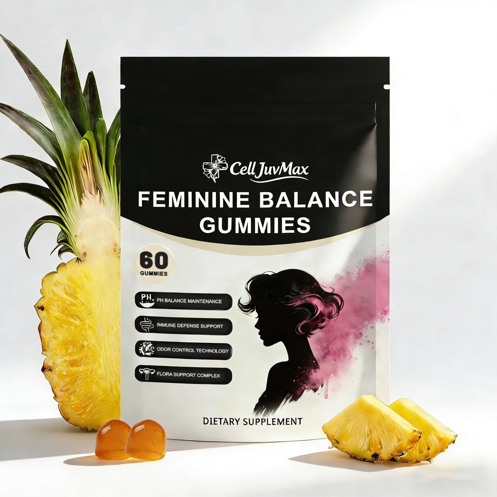 YFDSRF Feminine Balance Probiotic Gummies for Women - with Hawaiian Pineapple, pH Balance Support, Healthy Odor & Flora, Vaginal & Immune Health, Vegan Dietary Supplement - 60 Gummies (1) YFDSRF uk supplements