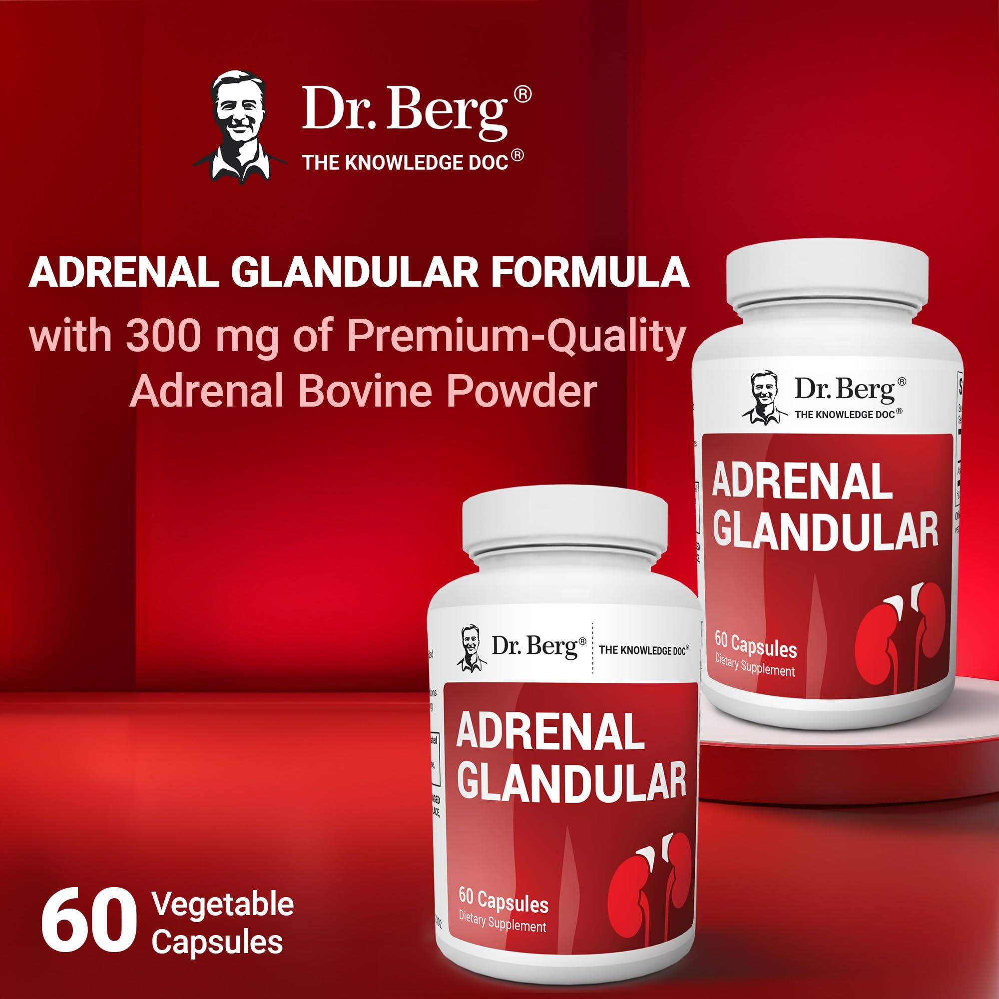 Dr. Berg Adrenal Glandular - Hormone Balance Formula That Supports Healthy Adrenal Function - Adrenal Support Supplement - 60 Capsules Dr. Berg Nutritionals uk supplements