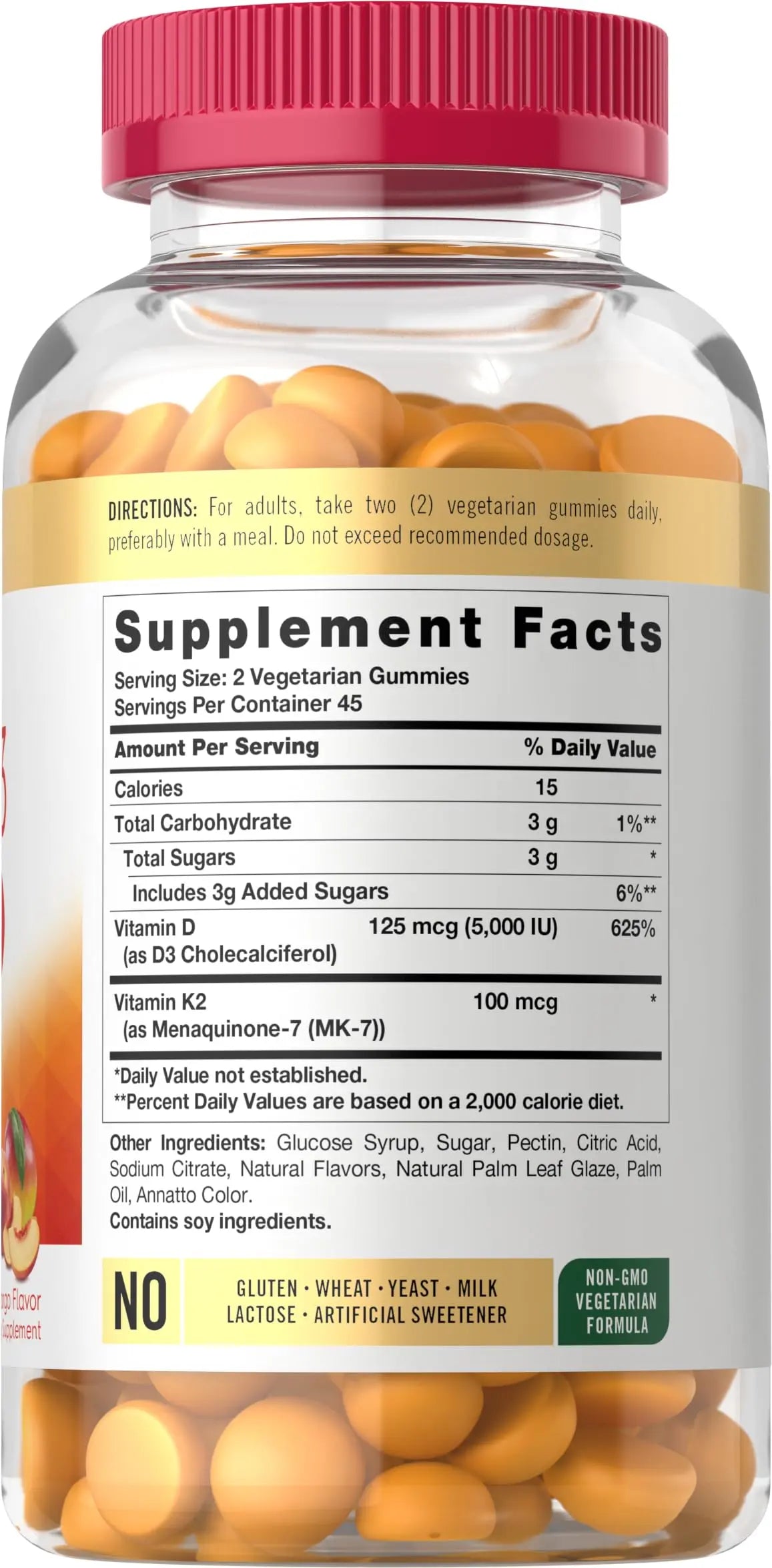 Carlyle Vitamin D3 K2 Gummies | 90 Count | 5,000 IU of D3 + 100 mcg MK7 | Peach Mango Flavor Carlyle uk supplements