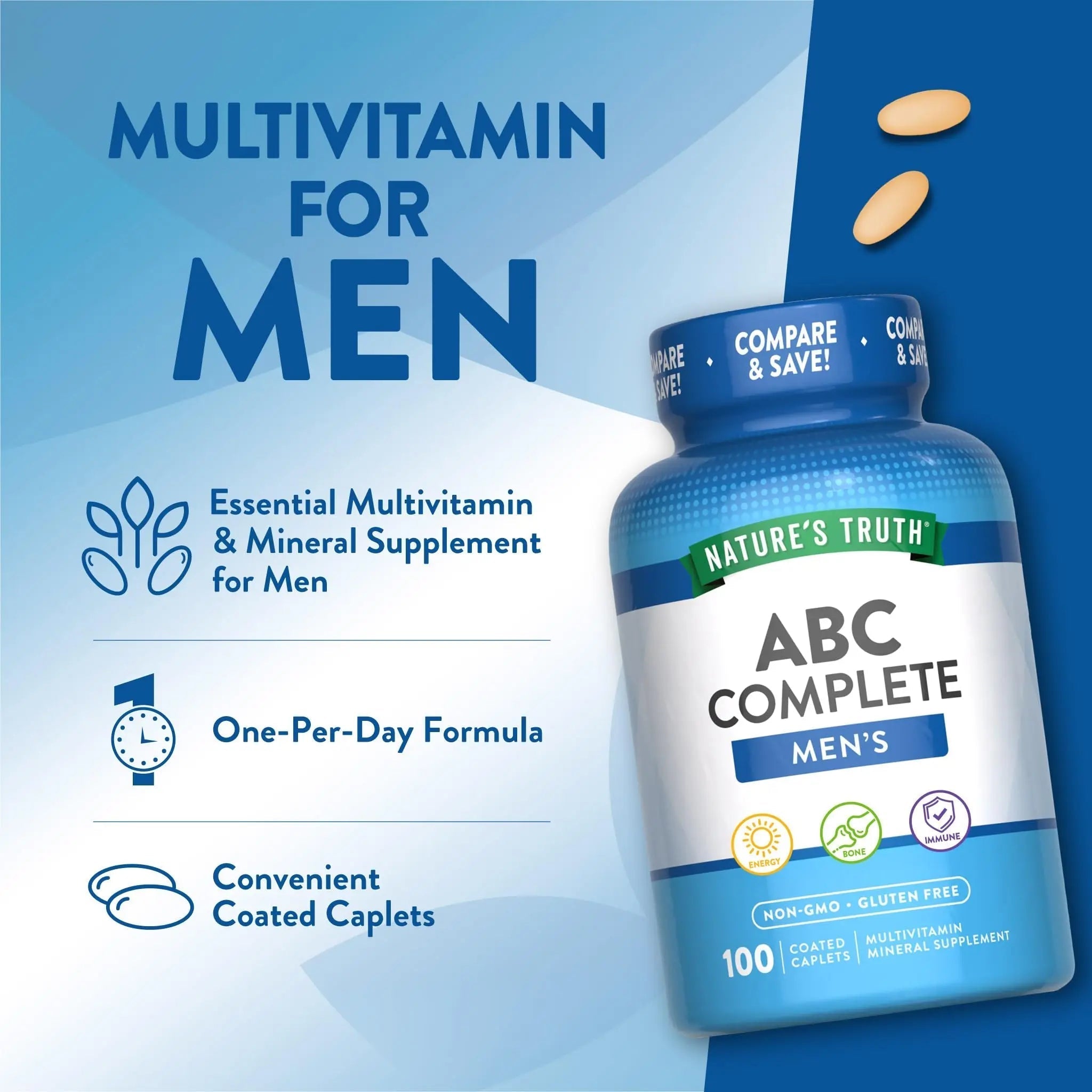 Nature's Truth Multivitamin for Men | with Iron, Vitamins A, C, D & E | 100 Caplets | Non-GMO & Gluten Free for Adults Nature's Truth uk supplements