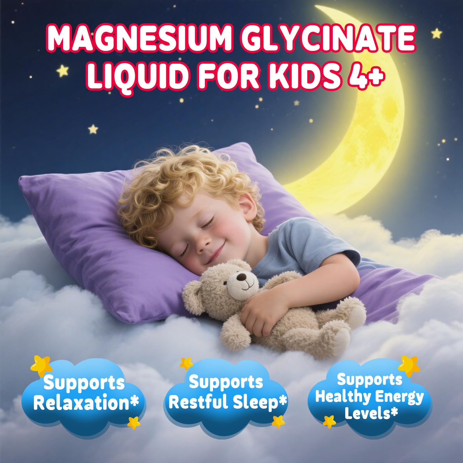 Kids Magnesium Glycinate Liquid Drops‌ – with L-Theanine, Omega-3, Vitamins B6 & D3, Zinc & Calcium – for Sleep Support, Relaxation, Focus & Brain, Bones – Strawberry Flavor, 2 Fl Oz GZ HAOYUAN uk supplements