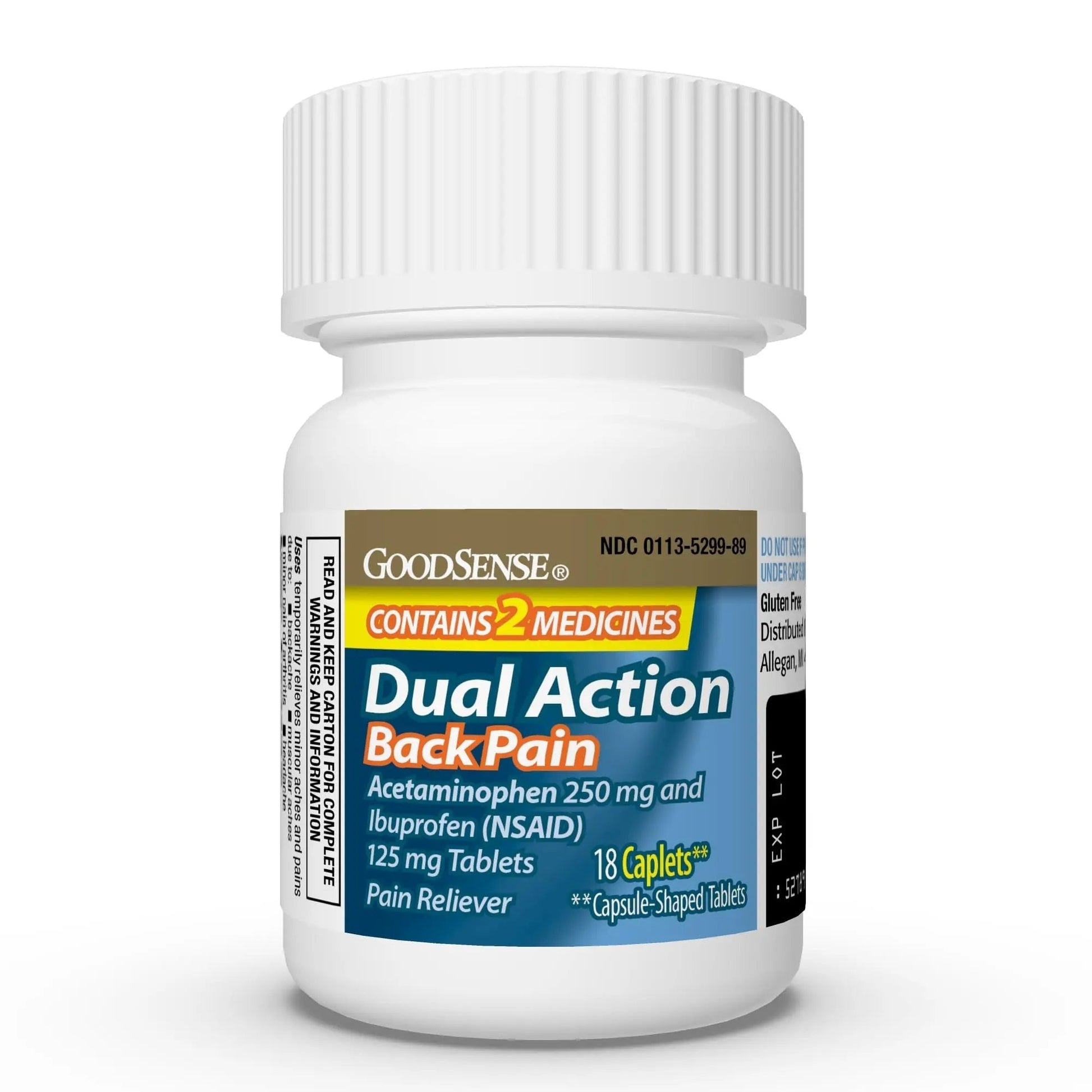 GoodSense Dual Action Acetaminophen and Ibuprofen (NSAID) Tablets, 250 mg/125 mg, Back Pain, 18 Count GoodSense uk supplements