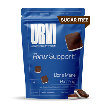 URVI 1500mg Lion's Mane Gummies with Ginseng, Folate 5-MTHF, B12 & Iodine – Focus Nootropic Brain Supplement Boosts Memory, Focus & Energy – Sugar-Free – Cola Flavor – 60 Count URVI uk supplements