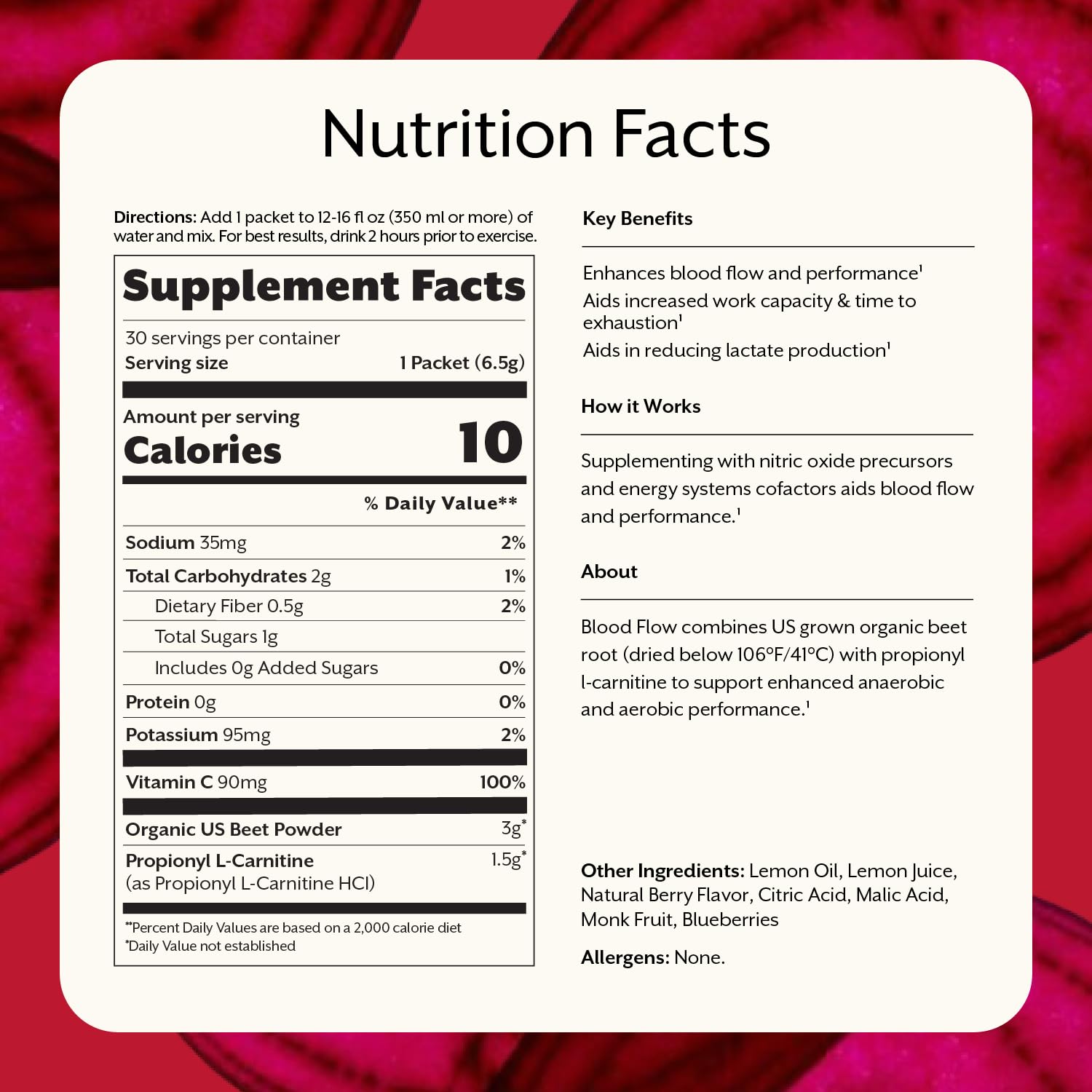 ProMix Nutrition Blood Flow - Nitric Oxide Supplement with Organic US Beet Root Powder - Cold Pressed, Low Temp Dehydration - 30 Servings ProMix Nutrition uk supplements