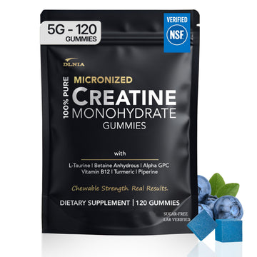 Creatine Monohydrate Gummies for Men & Women - Sugar Free & Vegan Advanced Formula W/L-Taurine + Vitamin B12 - for Muscle Strength, Muscles Builder, Recovery, DLNIA uk supplements