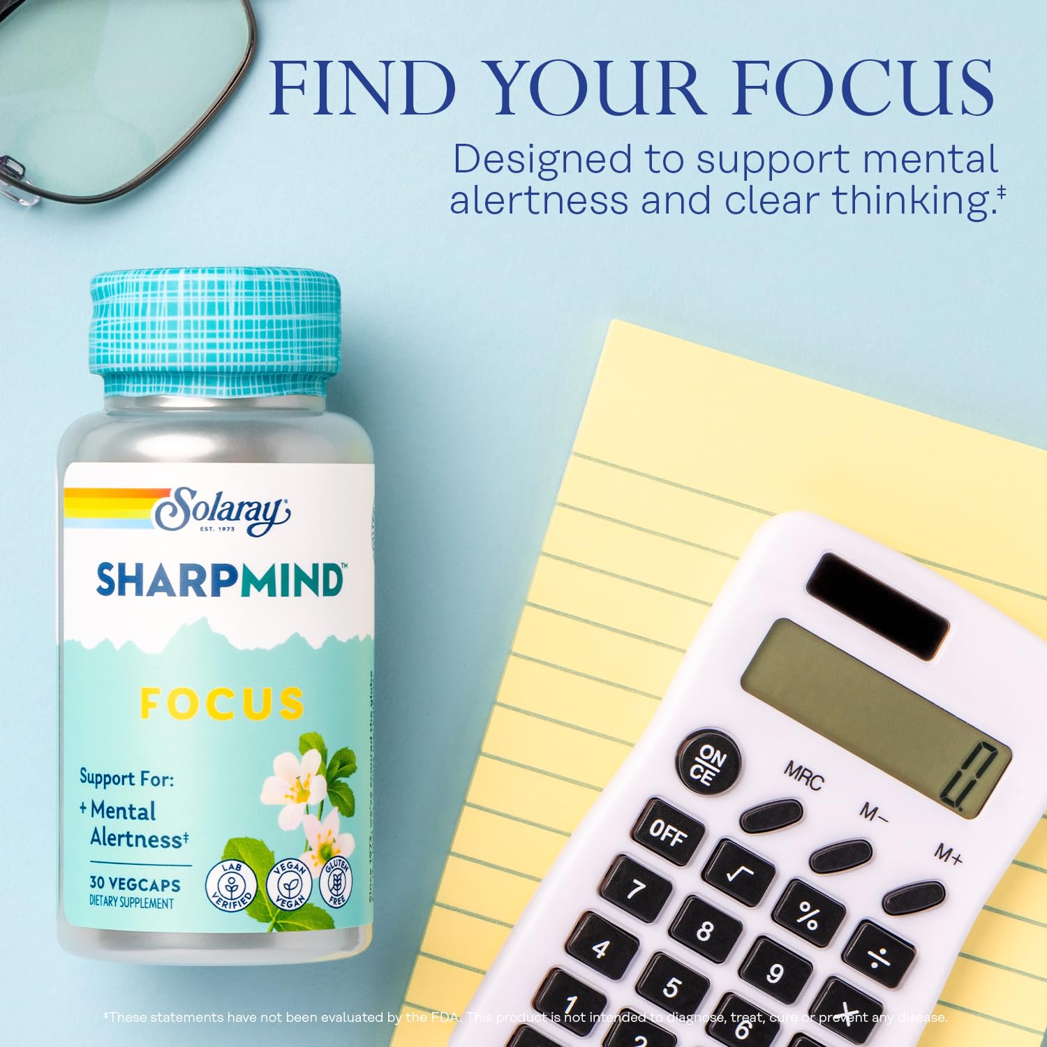 SOLARAY SharpMind Focus, Mental Alertness Nootropic Supplement, Memory Support, Each Capsule with Cognizin Citicoline, Vegan, 60 Day Money Guarantee, 30 Serv 30 Vegetarian Capsules Pills SOLARAY uk supplements