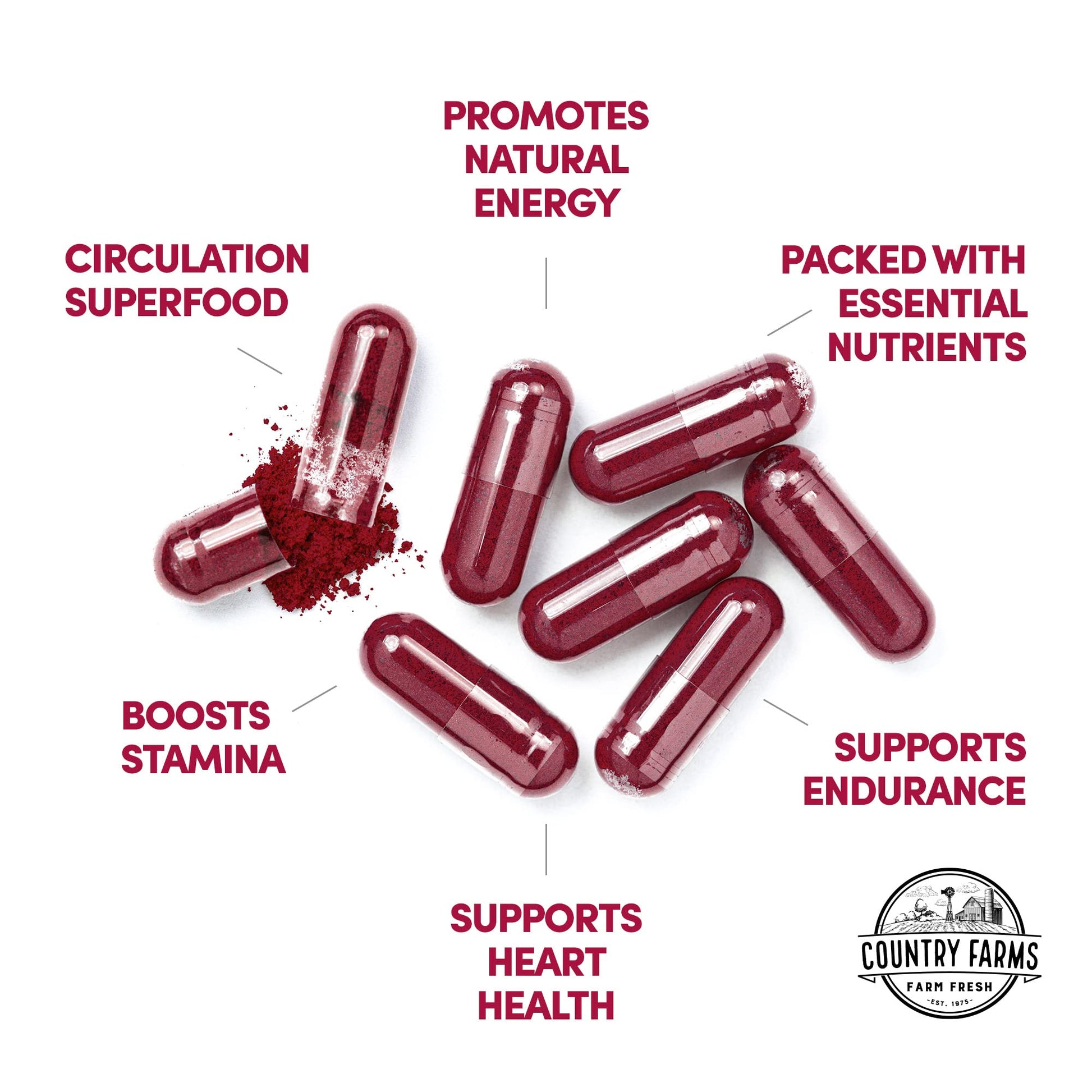 COUNTRY FARMS Bountiful Beets Root Capsules, Wholefood Beet Extract Superfood COUNTRY FARMS uk supplements