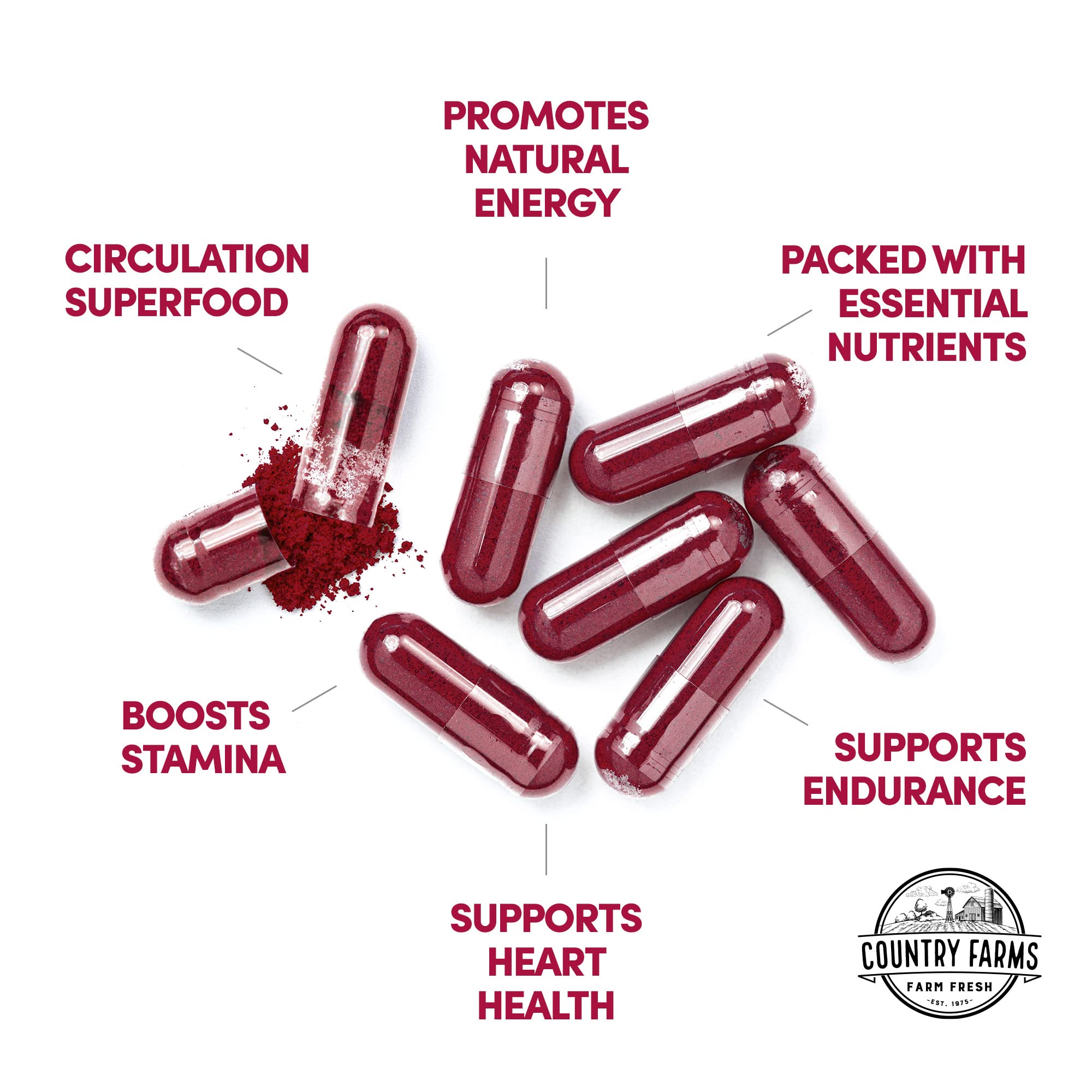 COUNTRY FARMS Bountiful Beets Root Capsules, Wholefood Beet Extract Superfood COUNTRY FARMS uk supplements