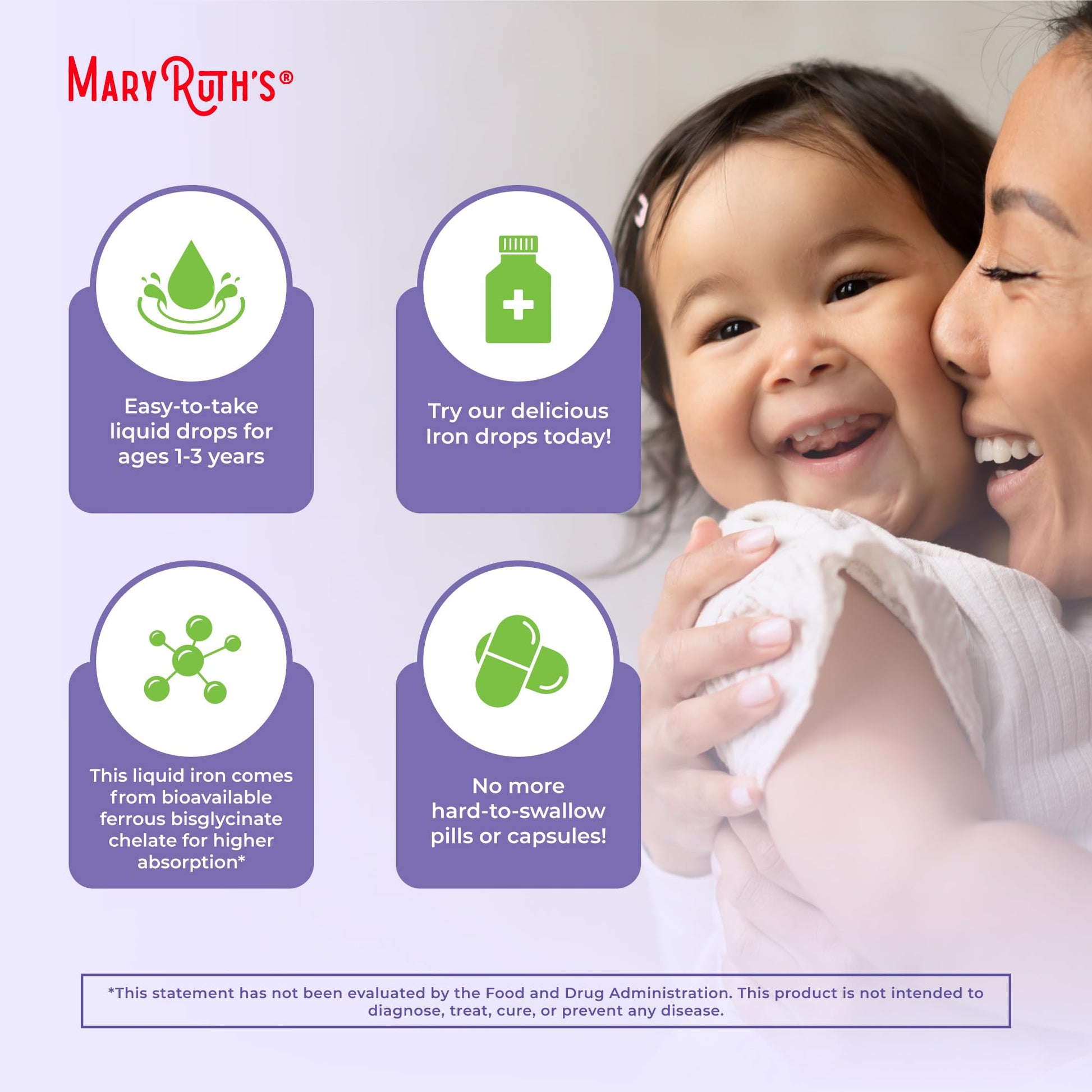 MaryRuth's Iron Supplement for Toddlers | Liquid Iron Supplement for Children Ages 1-3 | Iron Supplement for Iron Deficiency | Ferrochel | Sugar Free | Vegan | Non-GMO | Gluten Free | 2 Fl Oz MARYRUTH'S uk supplements