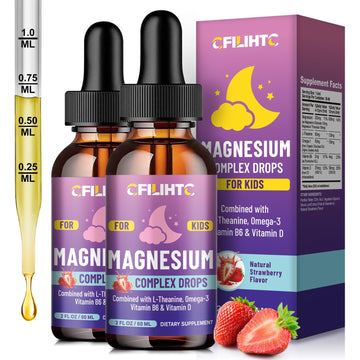 Kids Magnesium Liquid Drops-Magnesium Glycinate Liquid for Kids Supplement-w/L-theanine, Omega-3, Vitamin B6, D3 - for Sleep, Relaxation, Brain, Bones - 4 Fl Oz Children's Calm CFILIHTC uk supplements