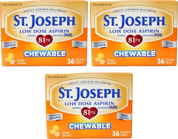 St. Joseph St. Joseph Aspirin Chewable Orange, Orange 36 tabs 81 mg(Pack of 3) St. Joseph uk supplements