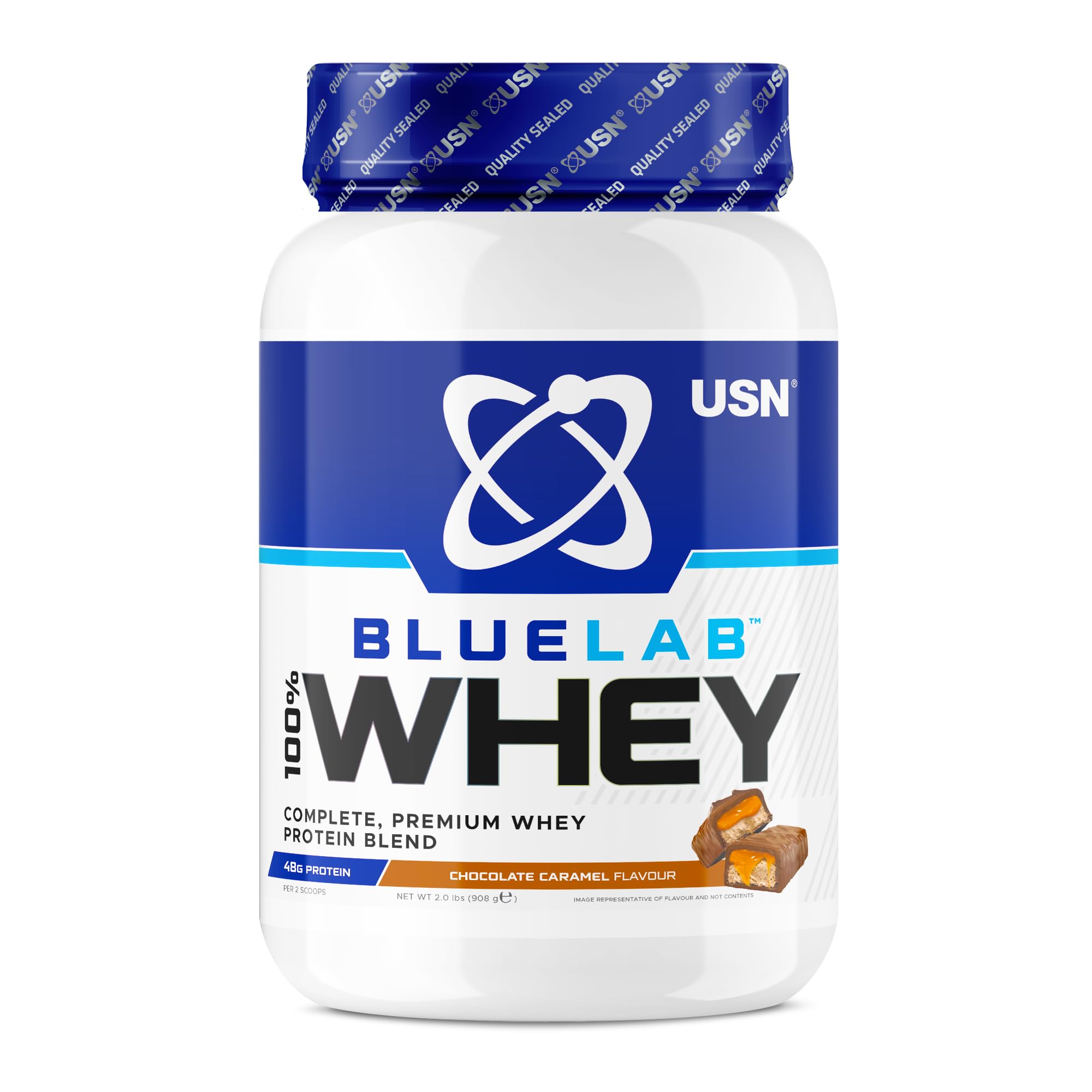 USN Blue Lab Whey Protein Powder: Chocolate Caramel - Whey Protein 908g USN uk supplements