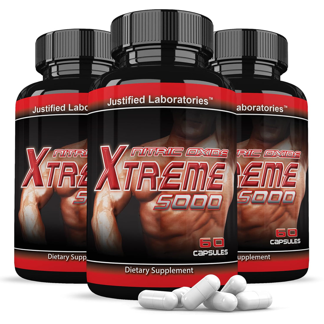 (3 Pack) Nitric Oxide Xtreme 5000 Advanced Men's Heath Formula 60 Capsules Justified Laboratories uk supplements