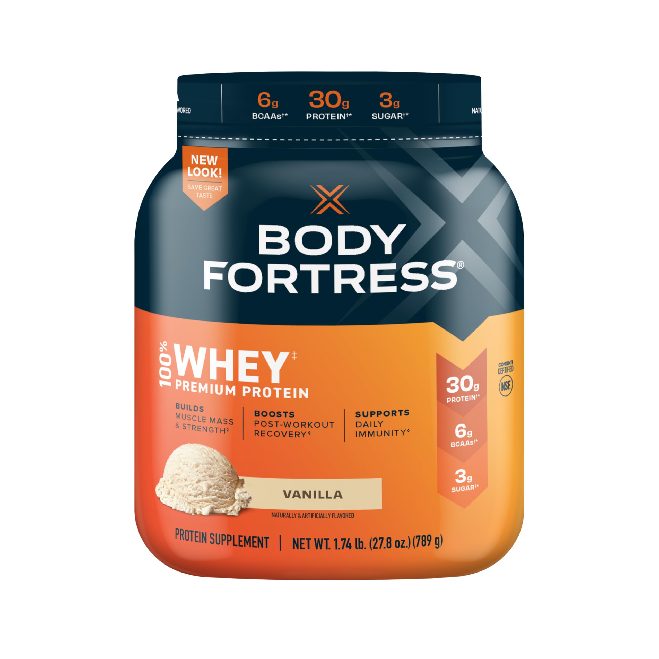 Body Fortress 100% Whey, Premium Protein Powder, Vanilla, 1.74lbs (Packaging May Vary) Body Fortress uk supplements