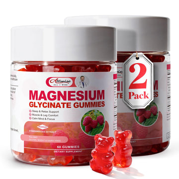 2pack Magnesium Glycinate Gummies 600mg for Sleep & Calm, Sugar Free Magnesium Gummies for Adults with Vitamin D3, Tart Cherry & Chamomile,Clump-Resistant Formula, Third-Party Tested, 120 Count Alliwise uk supplements