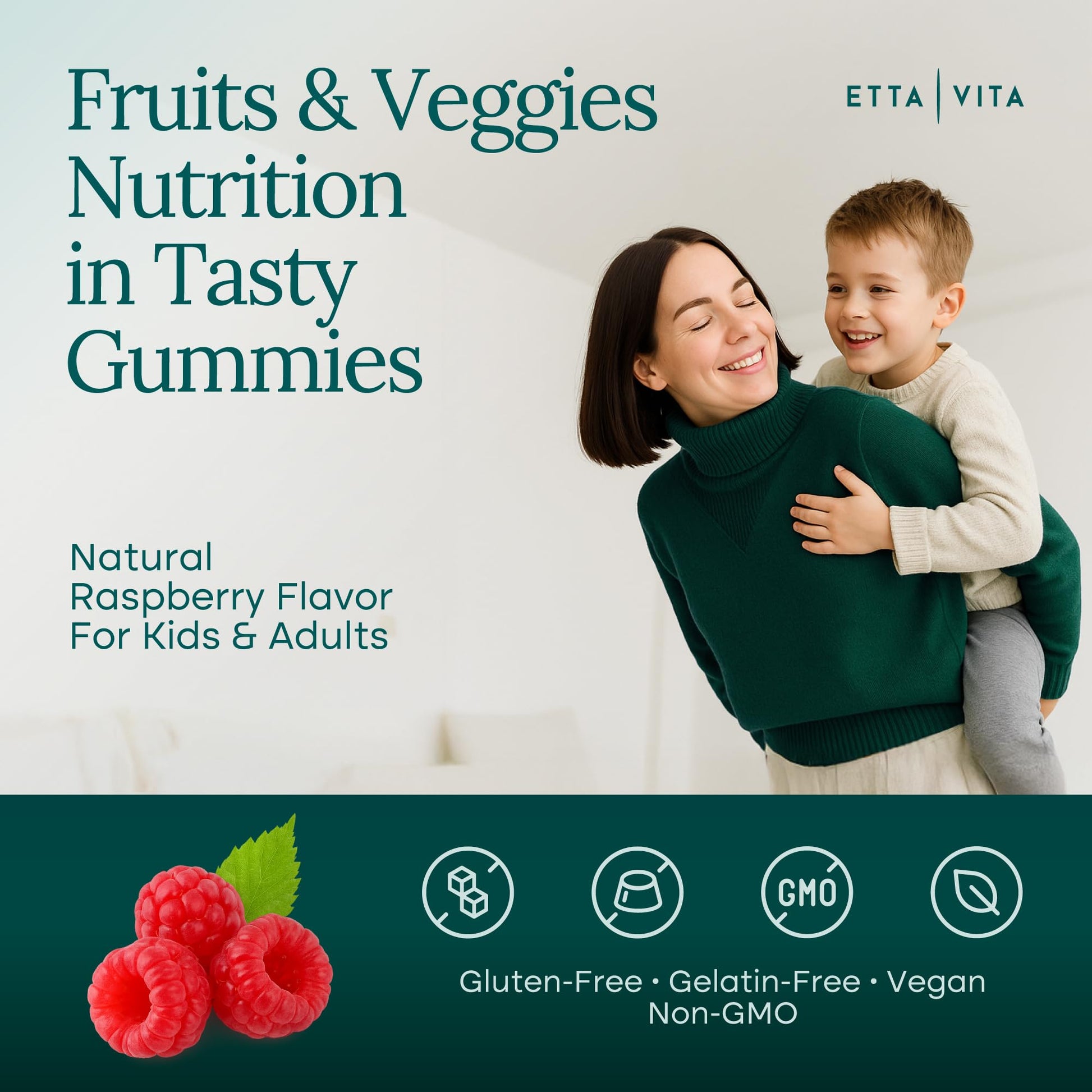 Everyday Debloat & Detox Sugar-Free Fruits and Veggies Gummies - Energy Support with Superfood Fruit and VegetableSupplement (120 Chews) Cruelty-Free, Vegan, Gluten-Free, Fruit and Vegetable Vitamin Etta Vita uk supplements