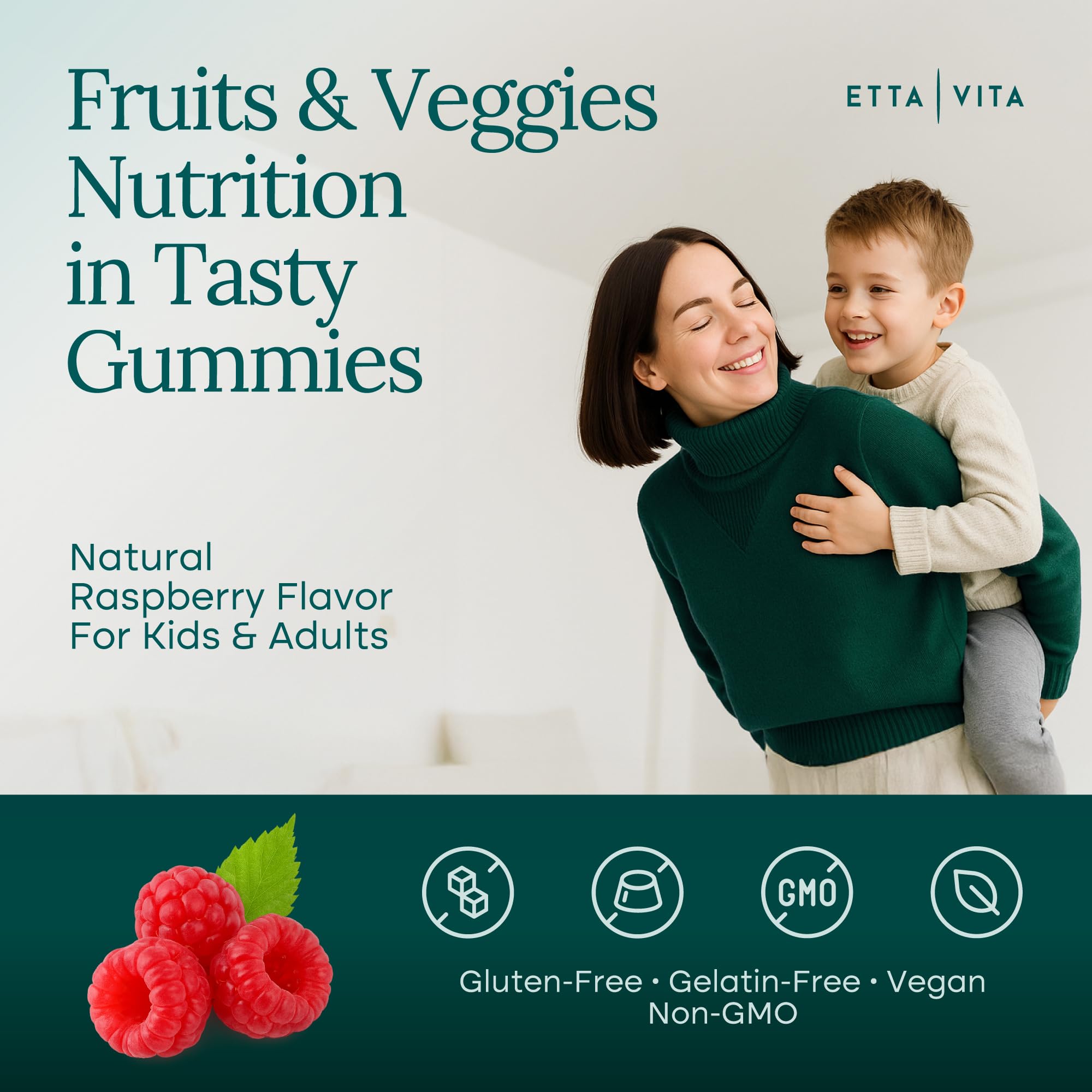 Everyday Debloat & Detox Sugar-Free Fruits and Veggies Gummies - Energy Support with Superfood Fruit and VegetableSupplement (120 Chews) Cruelty-Free, Vegan, Gluten-Free, Fruit and Vegetable Vitamin Etta Vita uk supplements