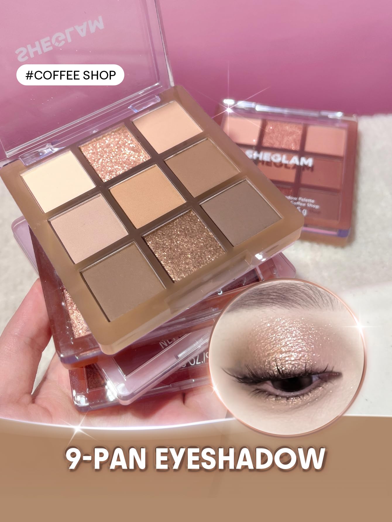 SHEGLAM Eyeshadow Palette 9-Color Ultra-pigmented Shimmer & Matte Shades, Vegan & Cruelty-free-Coffee Shop SHEGLAM uk supplements