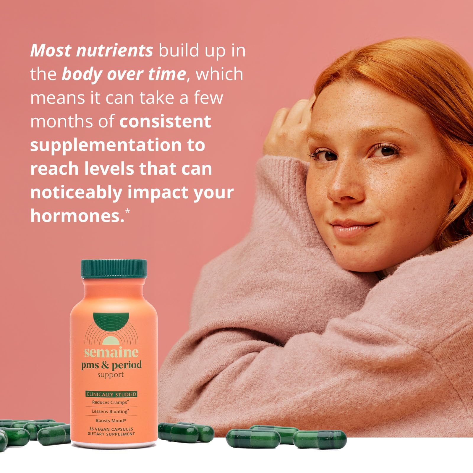PMS & Period Relief - Menstrual Cramp Relief: No More Period Cramps, Mood Swings, or Bloating. PMS Supplement for Happy Hormones and Period Relief. (40 Count) Semaine uk supplements