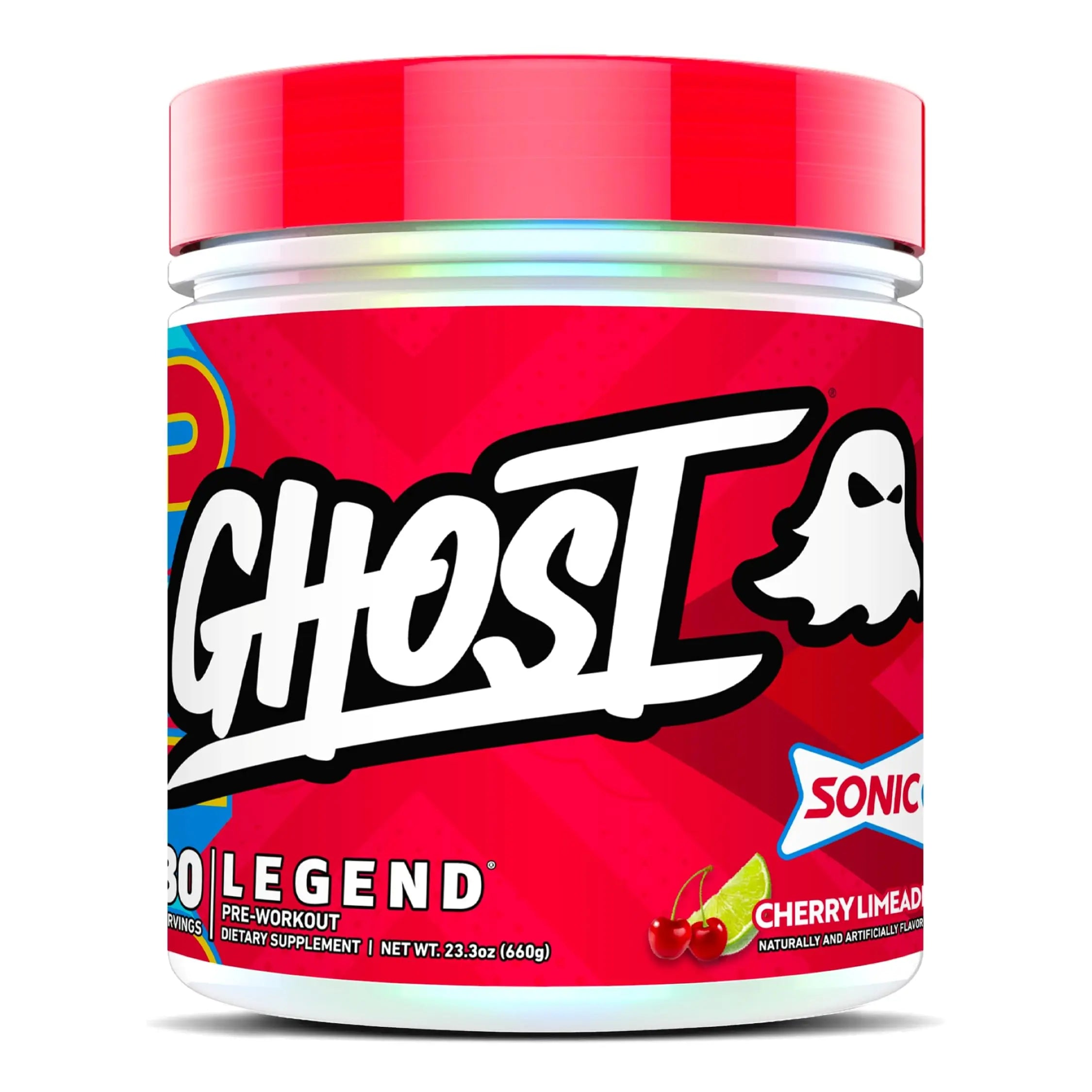 GHOST Legend Pre Workout Powder, Sonic Cherry Limeade - 30 Servings – Pre-Workout for Men & Women with Choline, L-Citrulline, GHOST uk supplements