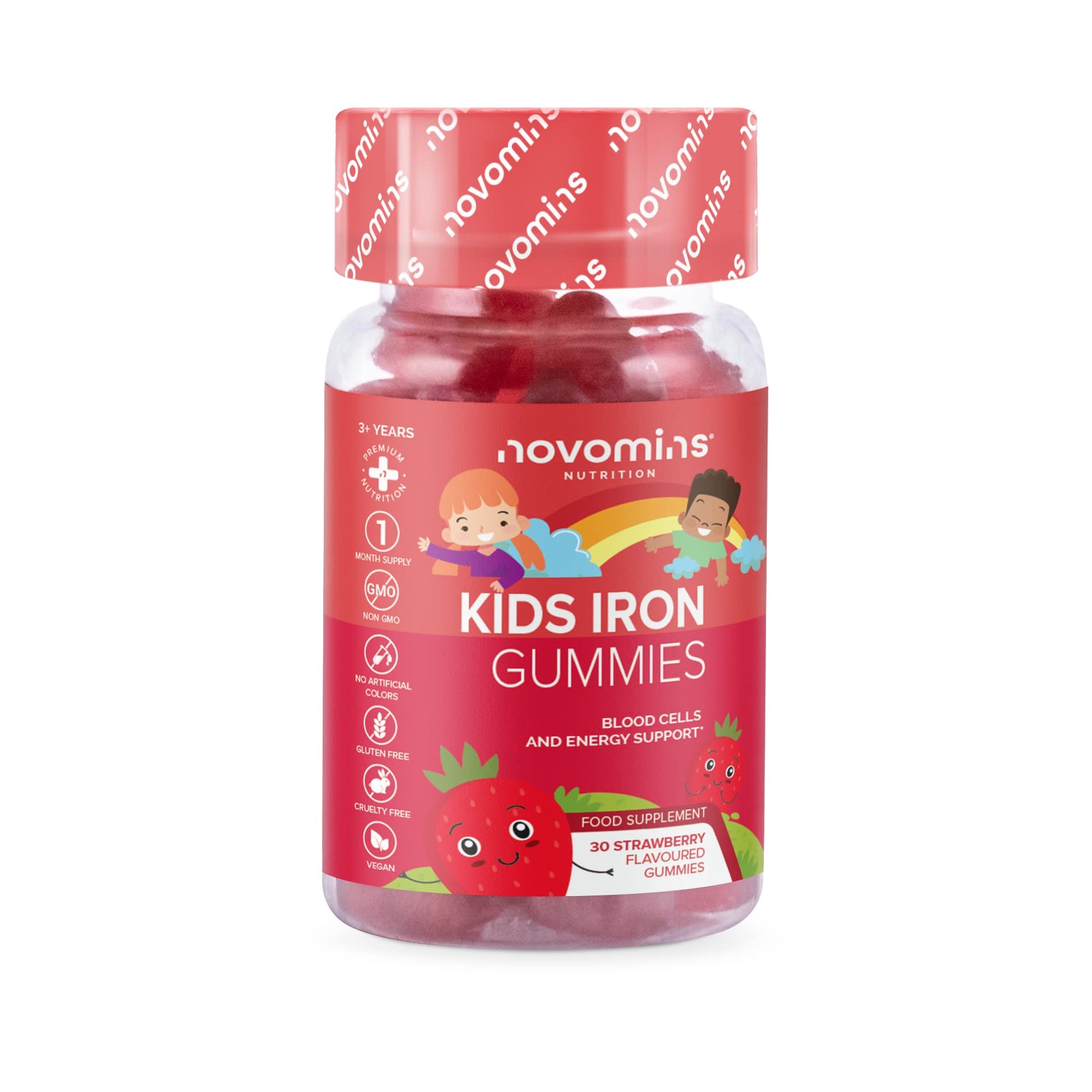 Kids Iron Gummies – Iron Supplement for Kids – Energy & Immune System – Vegan novomins uk supplements