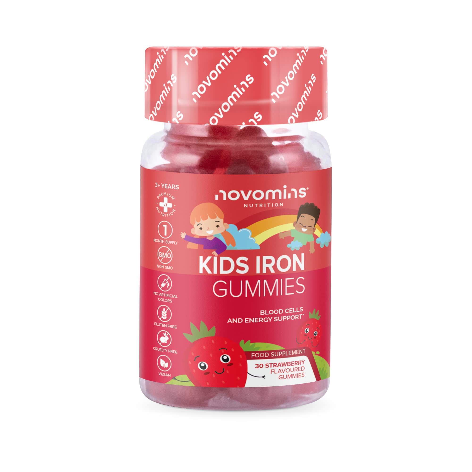 Kids Iron Gummies – Iron Supplement for Kids – Energy & Immune System – Vegan novomins uk supplements