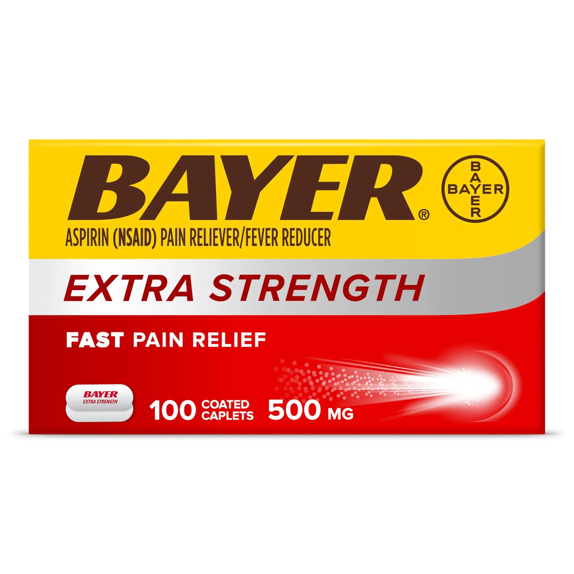 Bayer Aspirin Extra Strength, Aspirin 500mg, Pain Relief Pills, Fever Reducer and Headache Relief for Adults, 100 ct Bayer uk supplements