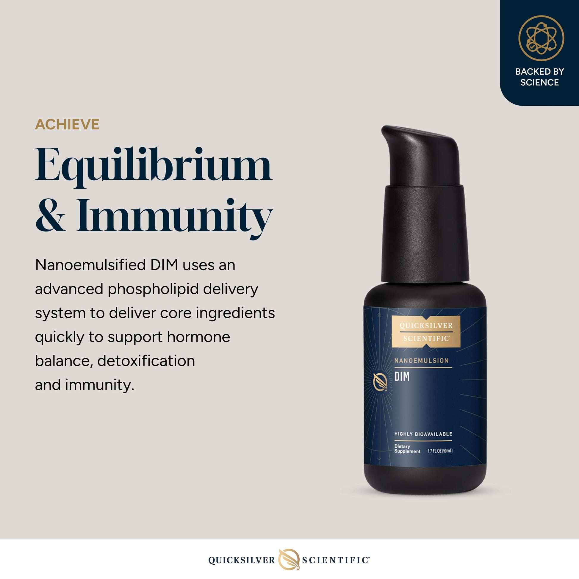 Quicksilver Scientific Nanoemulsified DIM - Liposomal DIM Supplement to Support Healthy Hormone Balance for Women & Men - Soy-Free Detox & Immune Support (1.7oz / 50ml) Quicksilver Scientific uk supplements