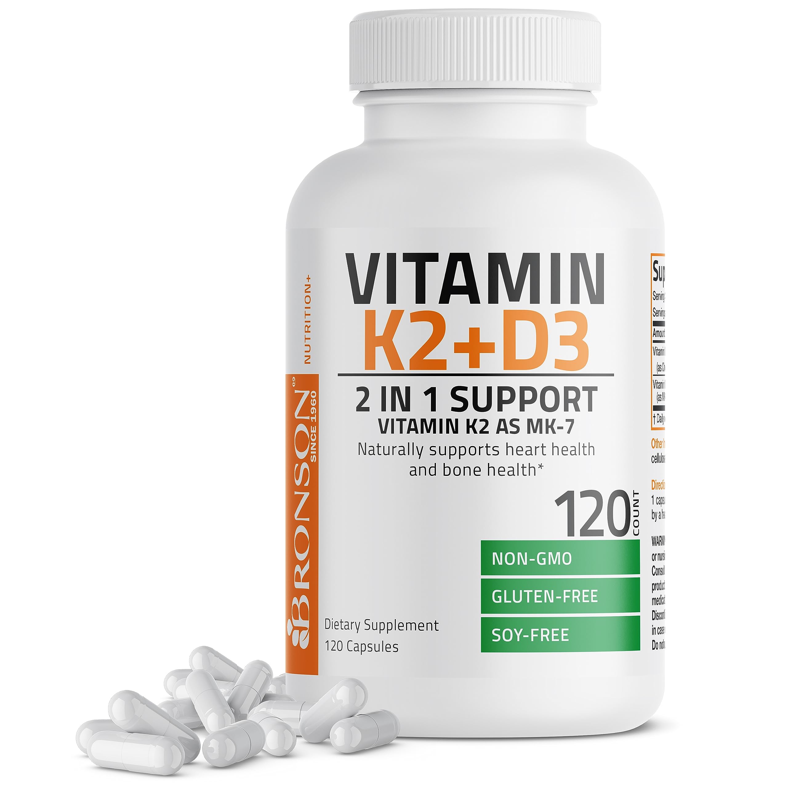 Bronson Vitamin K2 (MK7) with D3 Supplement Non-GMO Formula 5000 IU Vitamin Bronson uk supplements