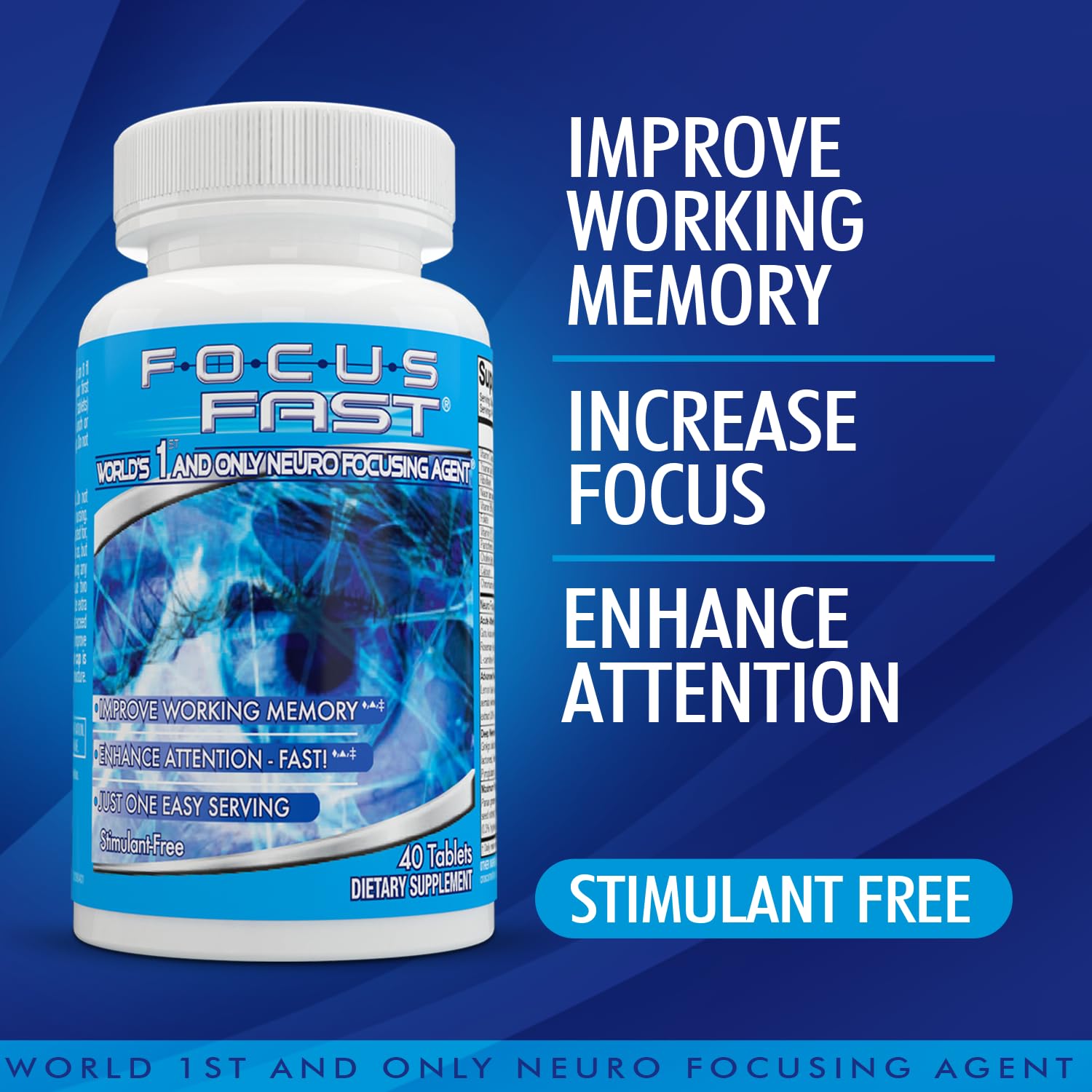 Focus Fast Brain Supplement - Improve Working Memory, Enhance Focus, Boost Cognition in as Little as 1 Hour. Caffeine/Stimulant Free Nootropic Focus Fast uk supplements