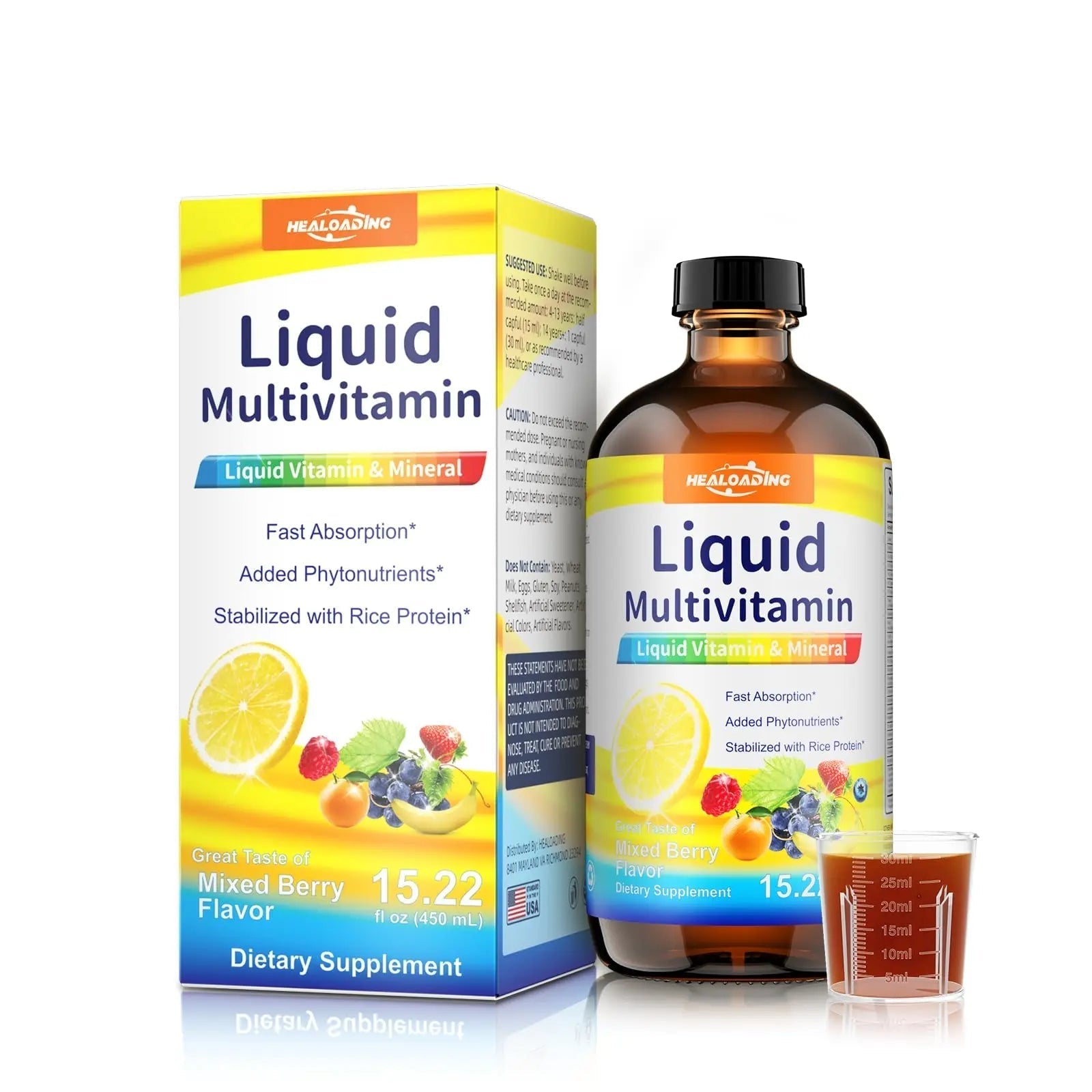 HEALOADING Nutritious Liquid Multivitamin for Women：Liquid Multi Vitamin with Amino Acids Zinc Selenium Mixed Fruit Flavor HEALOADING uk supplements