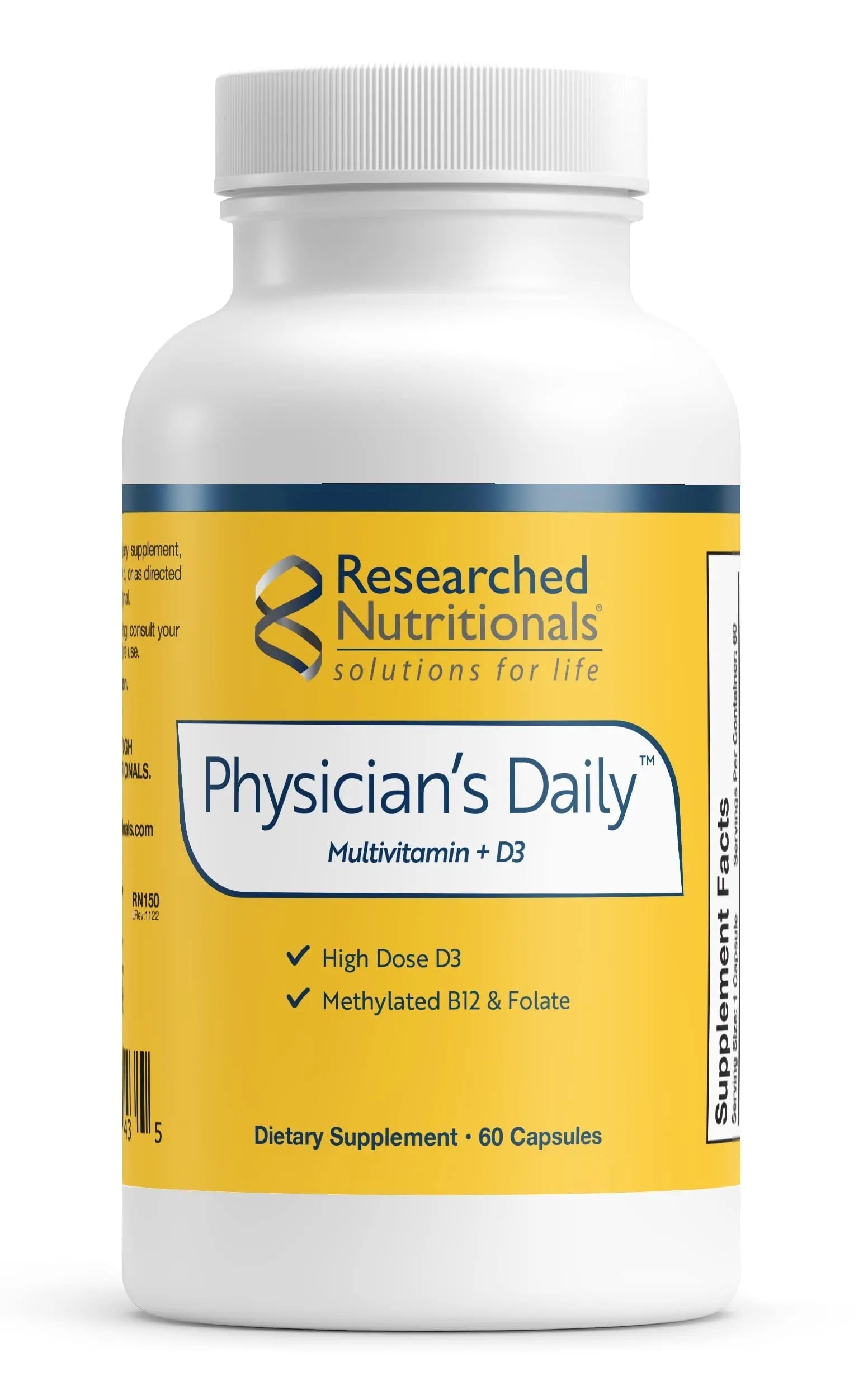 Researched Nutritionals Physician's Daily + D3 Supplement - Daily Multivitamin for Men and Women with Vitamin D3 2000iu Researched Nutritionals uk supplements