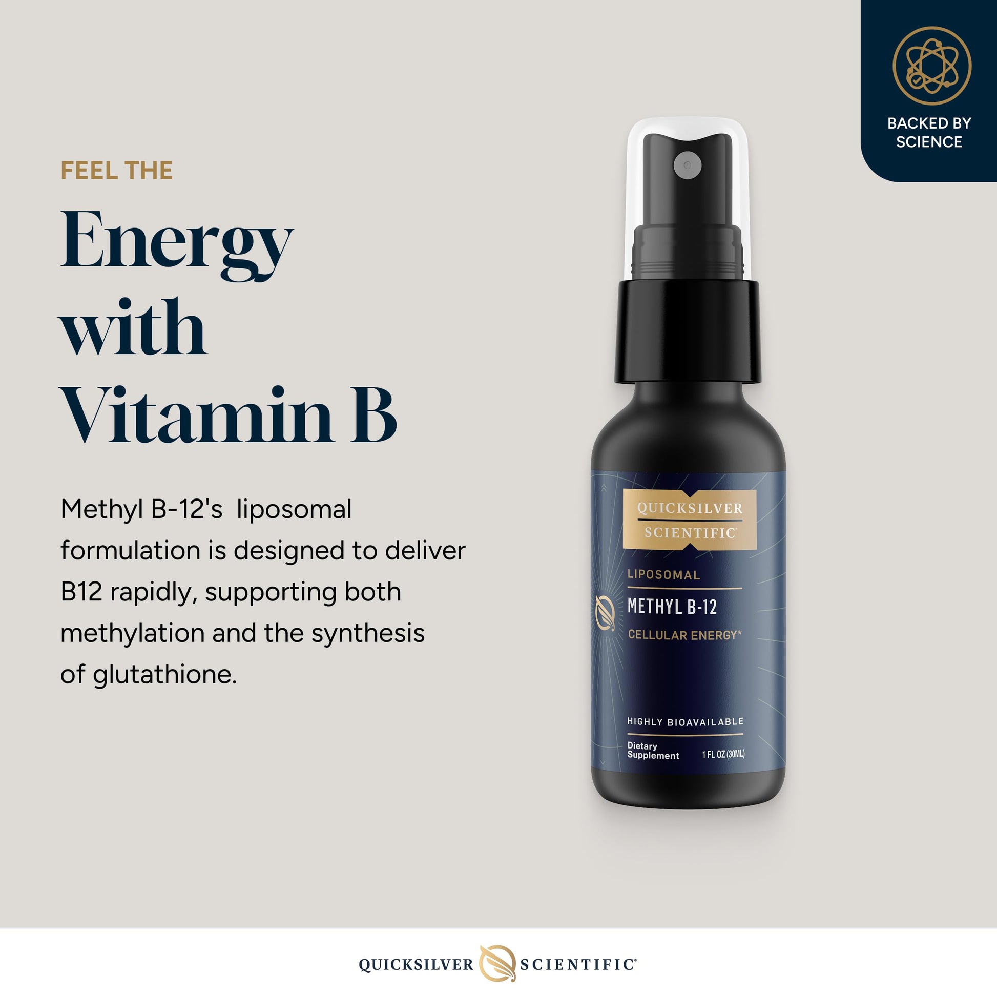 Quicksilver Scientific Methyl B12-1000mcg Vitamin B12 as Methylcobalamin - with Nano Technology for Superior Absorption - Supportive Energy Supplement (30ml / 90 Servings) Quicksilver Scientific uk supplements
