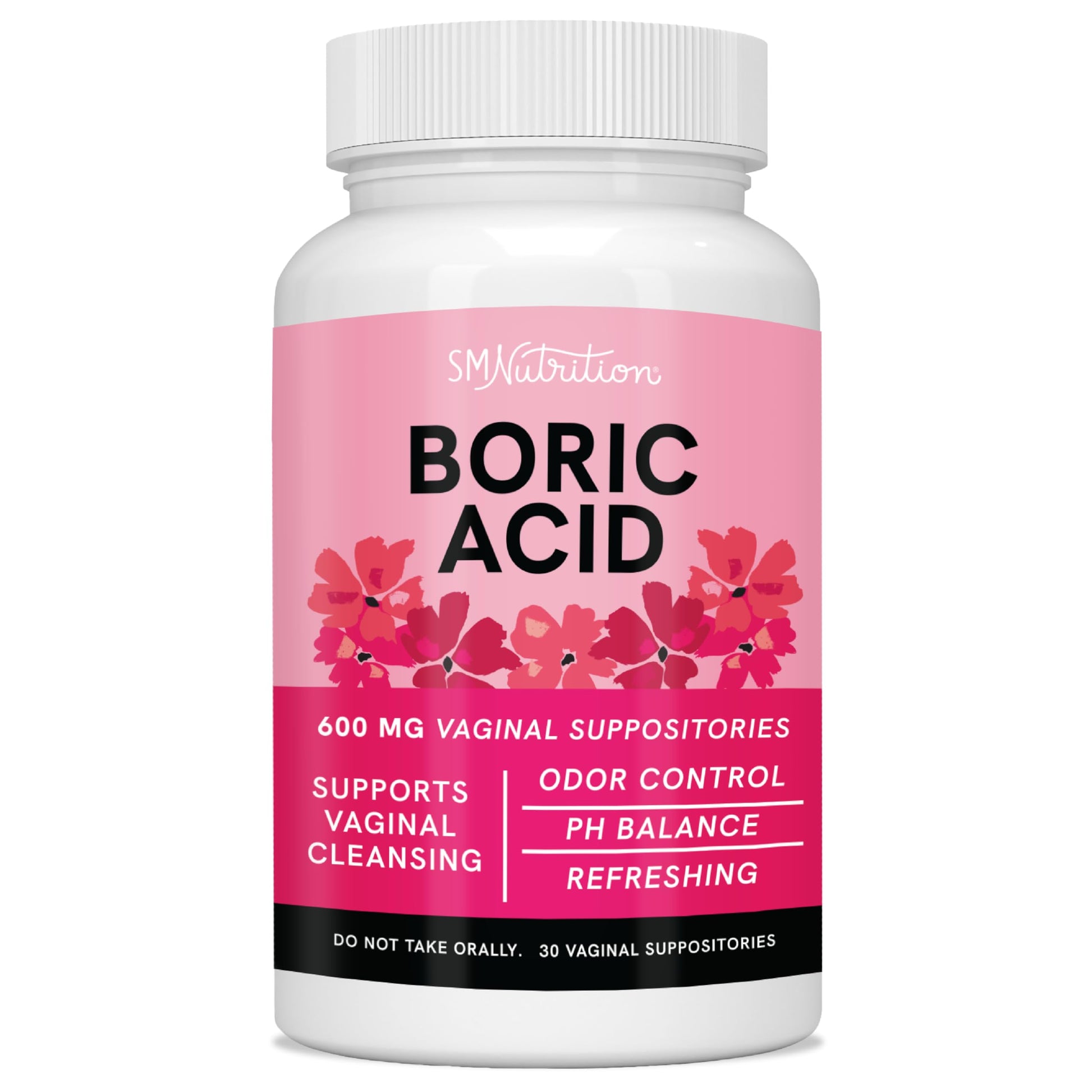 Boric Acid Suppositories for Women | 600mg | for pH Balance, Vaginal Odor & Itching | Feminine Hygiene SMNutrition uk supplements