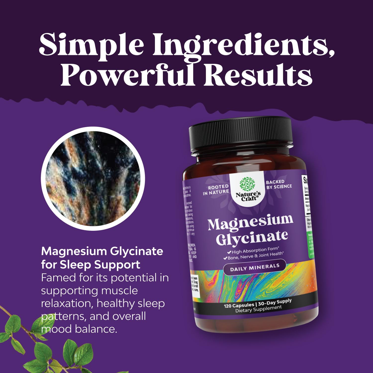 Pure Magnesium Glycinate Supplement 500mg - Magnesium for Sleep and Rest Capsules for Men & Women - Unflavored Vegan High Absorption Pills for Relaxation Support - 120 Count Natures Craft uk supplements