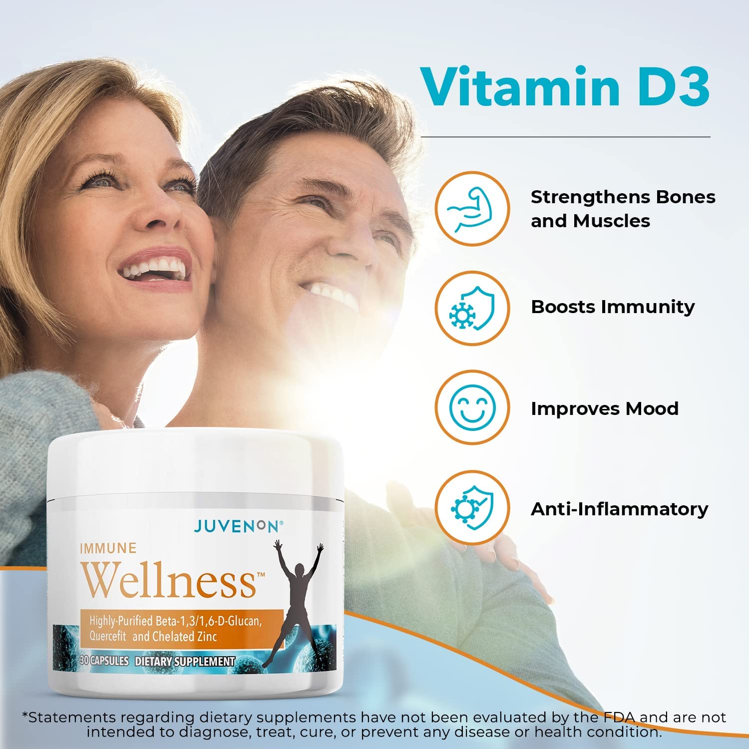 Juvenon Immune Wellness Defense Supplement with Vitamin C, Chelated Zinc Immune Booster Antioxidant Benefits for Adults, Healthy Aging, Heart Health, 30 Capsules Juvenon uk supplements
