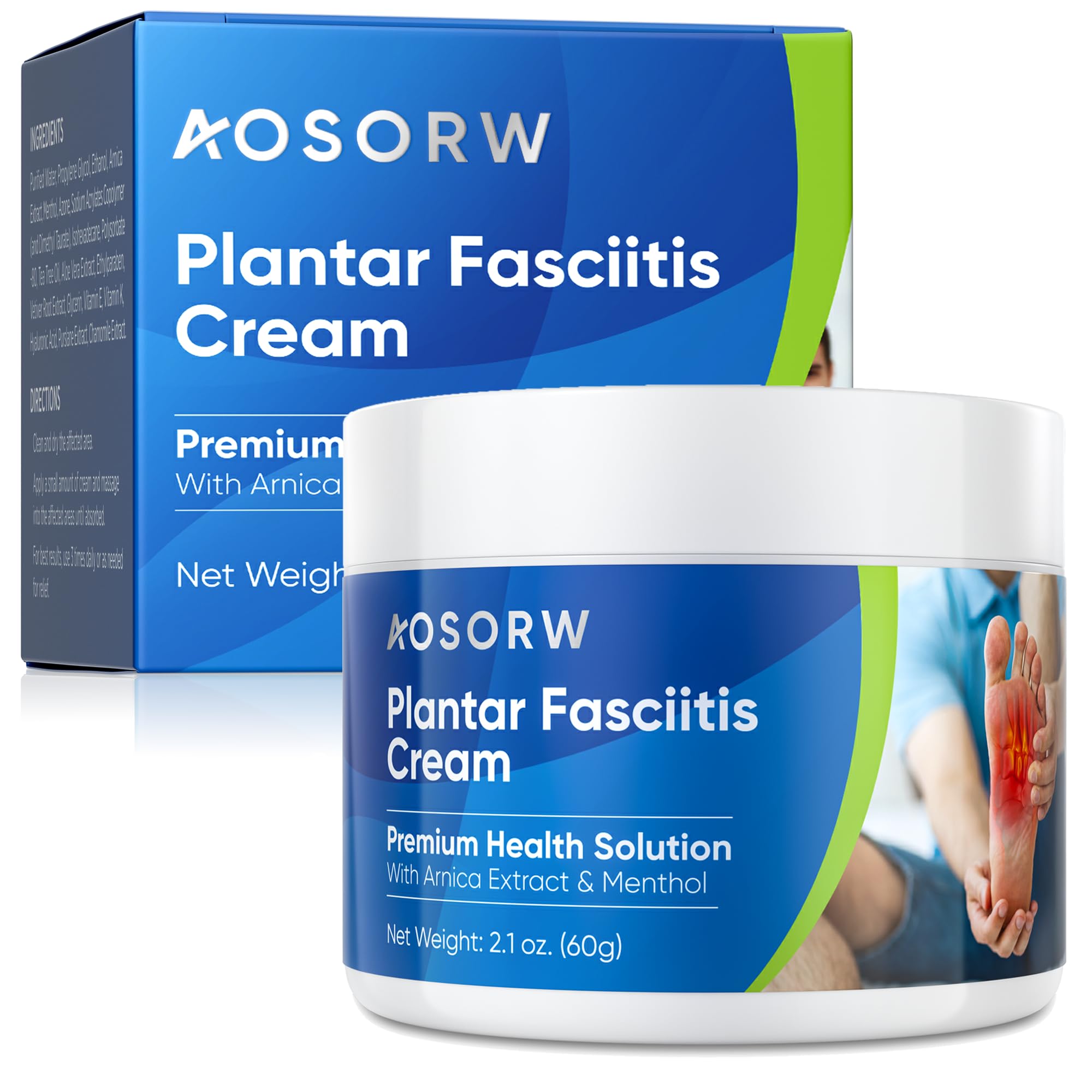 AOSORW Plantar Fasciitis Relief Cream - Natural Herbal Formula for Foot, Heel Spur, Ankle, Leg & Hand Discomfort - Premium Health Care Products - 60g (Pack of 1) AOSORW uk supplements