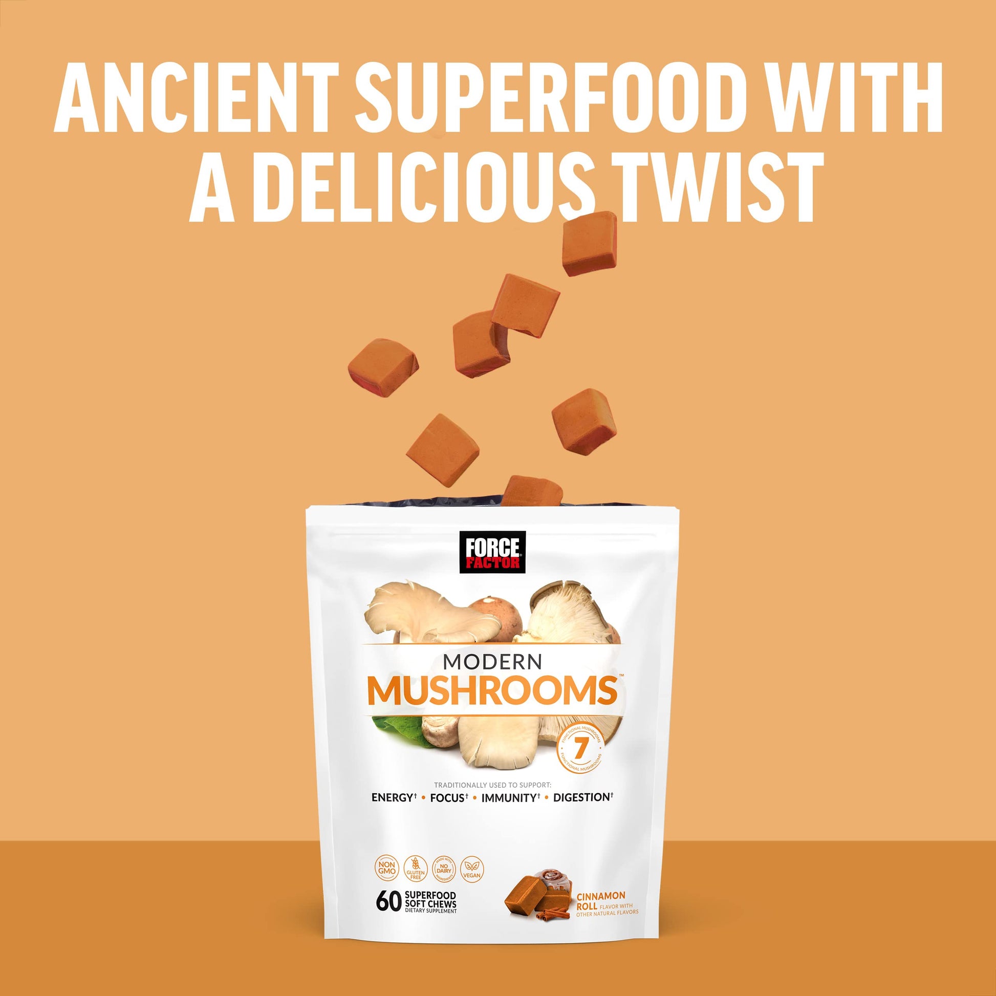 FORCE FACTOR Modern Mushrooms Soft Chews, Mushroom Supplement with Lions Mane Force Factor uk supplements